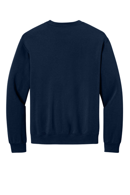 Rear View of JNavy Jerzees Ultimate Unisex CVC Ring Spun Crewneck Sweatshirt IC48M