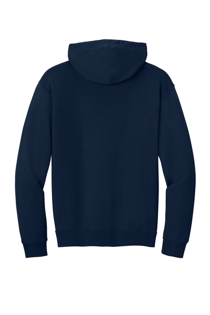 Rear View of JNavy Jerzees Ultimate Unisex CVC Ring Spun Hooded Sweatshirt IC49M