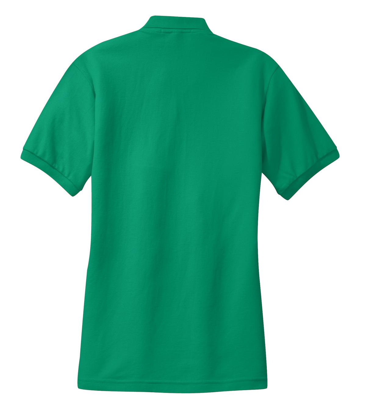 Rear View of Kelly Green Port Authority Women's Silk Touch Polo. L500