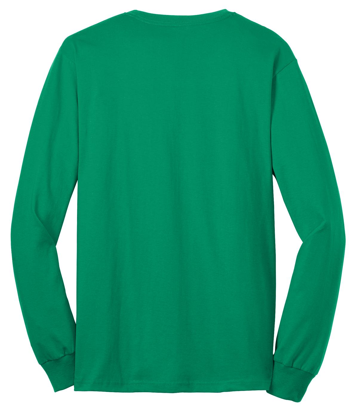 Rear View of Kelly Port & Co Long Sleeve Core Blend Tee. PC55LS
