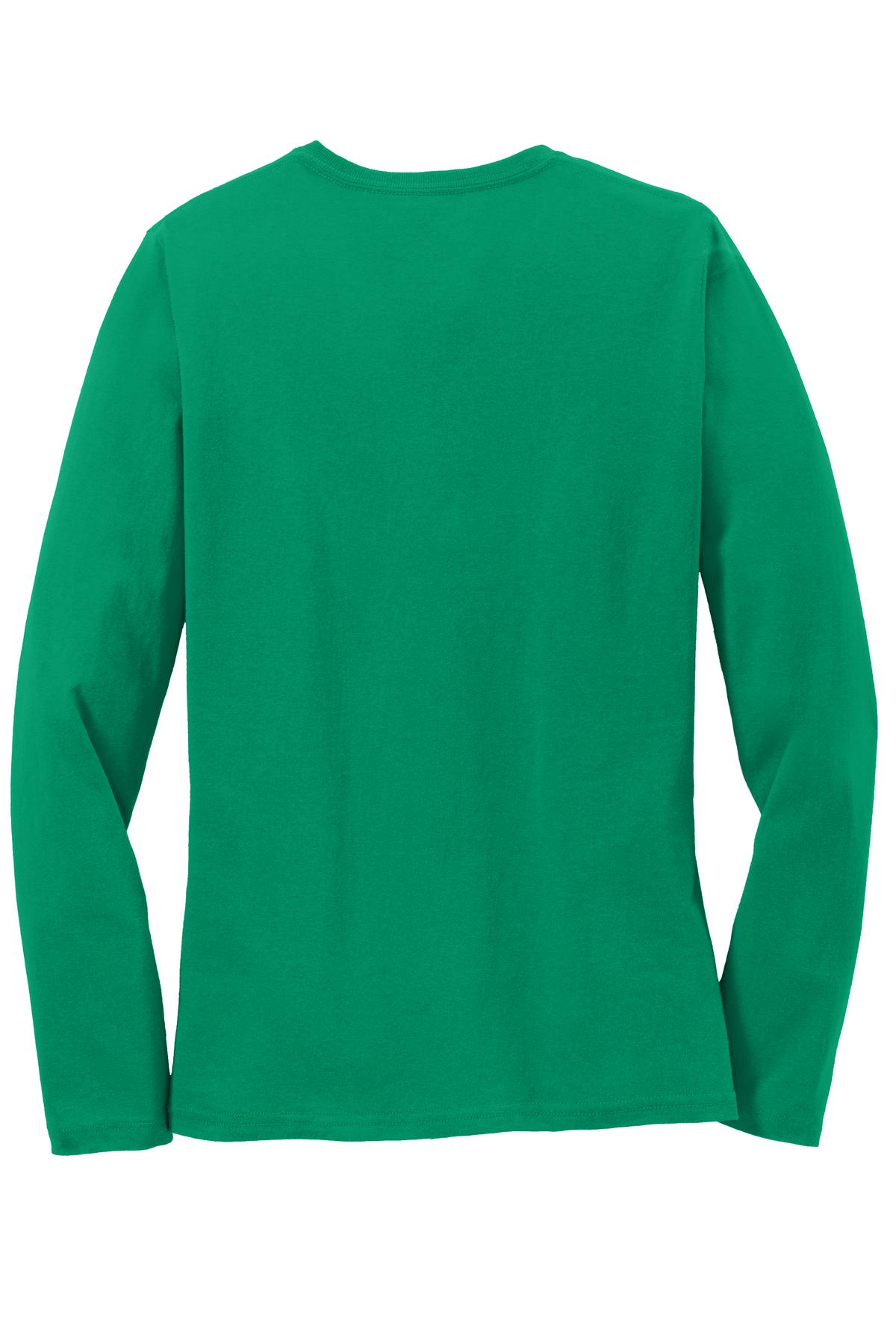 Rear View of Kelly Port & Co Women's Long Sleeve Core Cotton Tee. LPC54LS