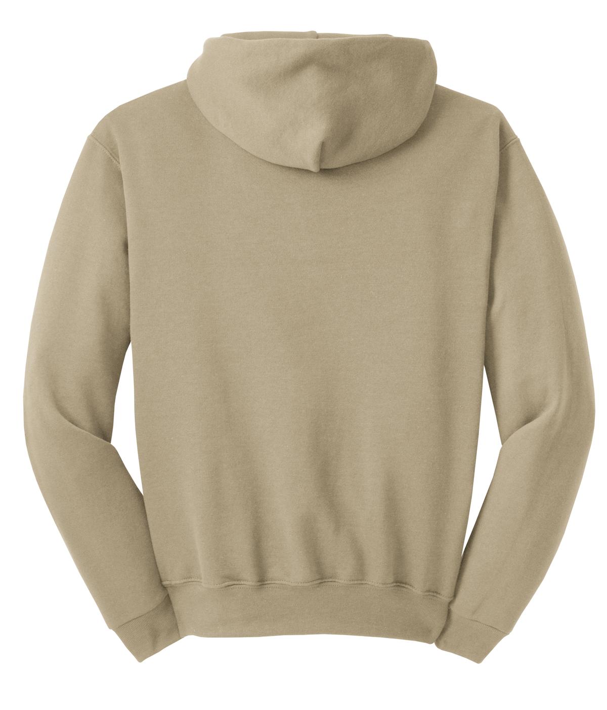 Rear View of Khaki Jerzees NuBlend Pullover Hooded Sweatshirt. 996M