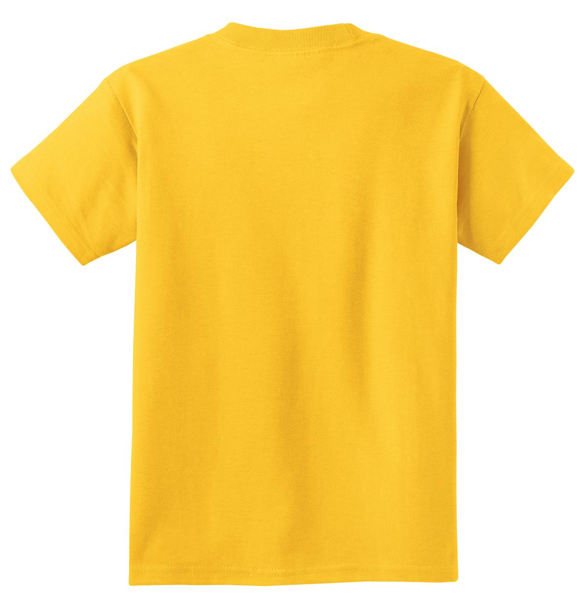 Rear View of Lemon Yellow Port & Co Youth Essential Tee. PC61Y