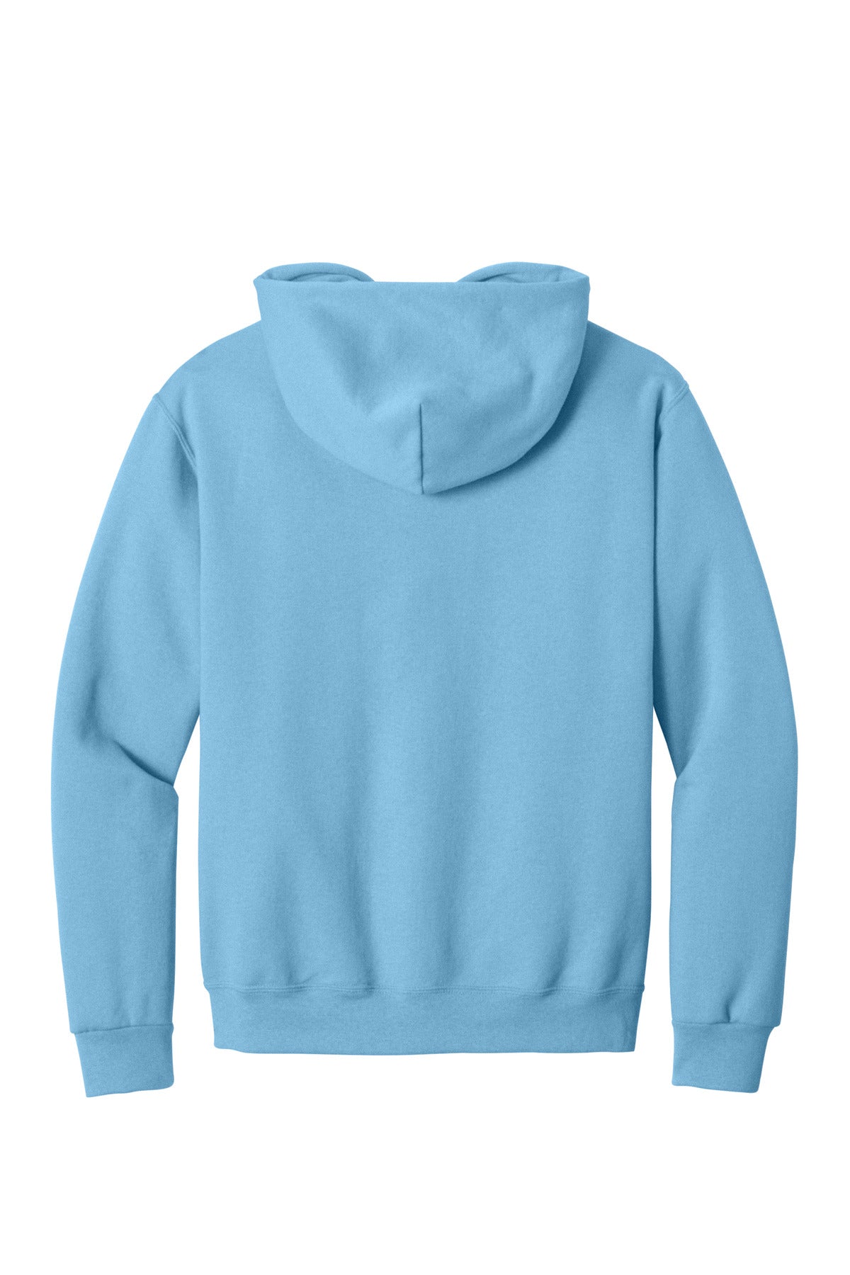 Rear View of Light Blue Jerzees NuBlend Pullover Hooded Sweatshirt. 996M
