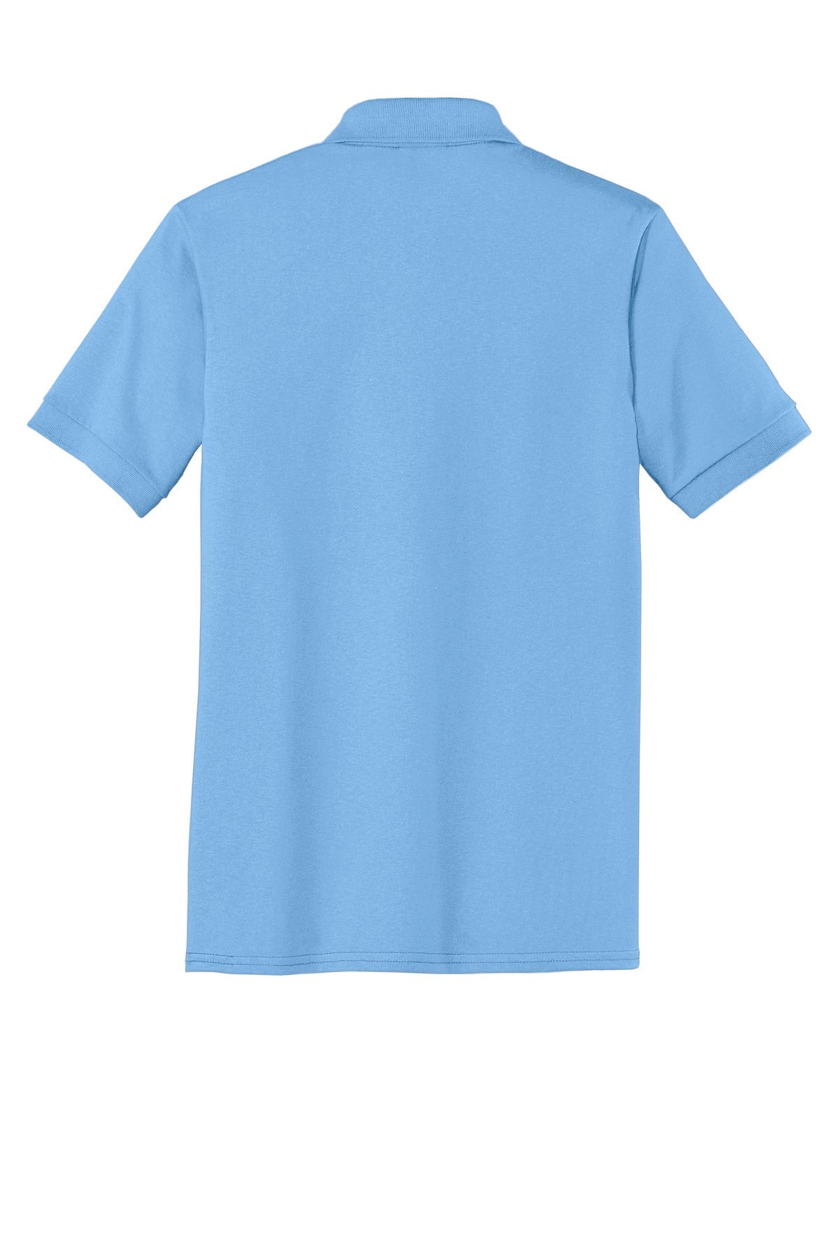 Rear View of Light Blue Port & Co Core Blend Jersey Knit Polo. KP55