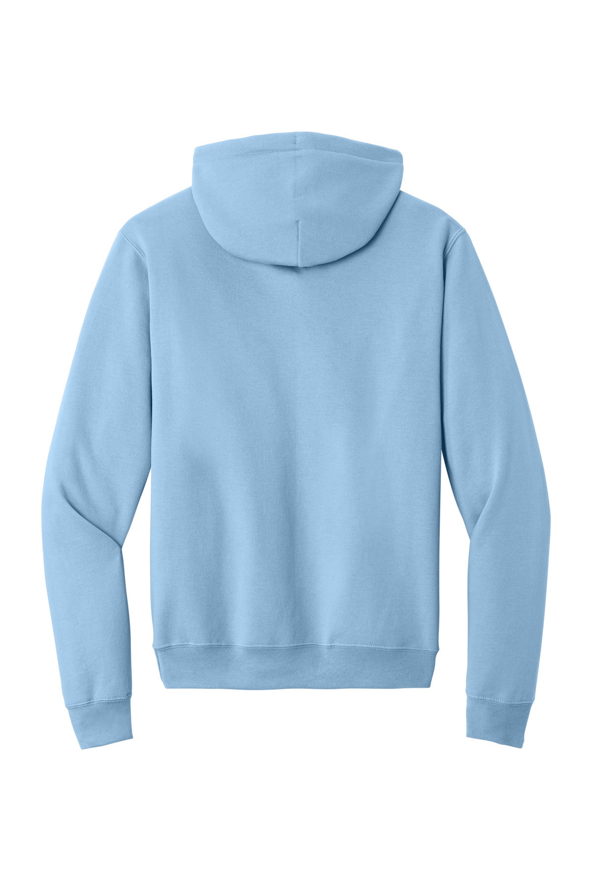 Rear View of Light Blue Port & Co Core Fleece Pullover Hooded Sweatshirt. PC78H
