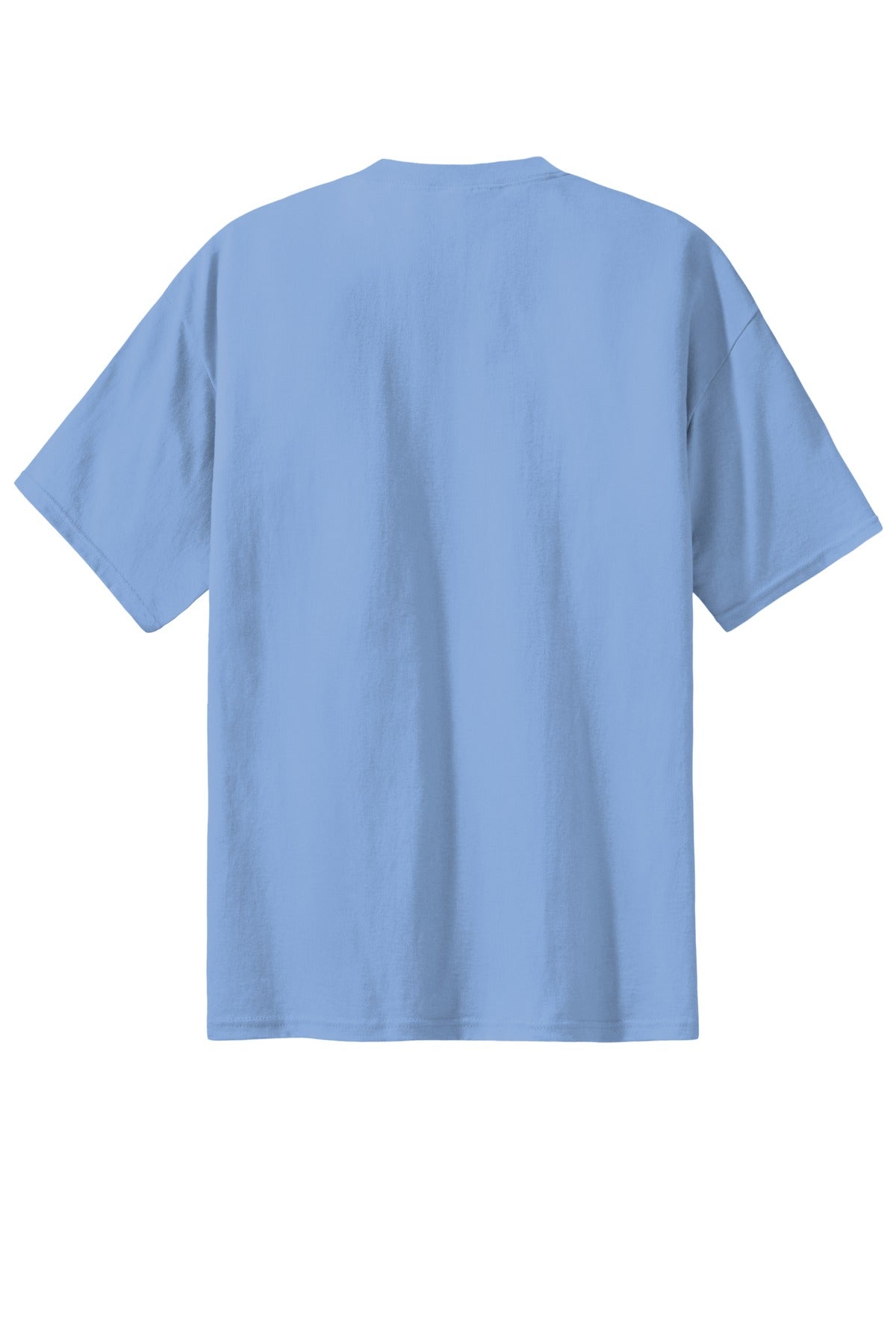 Rear View of Light Blue Port & Co Essential Tee. PC61
