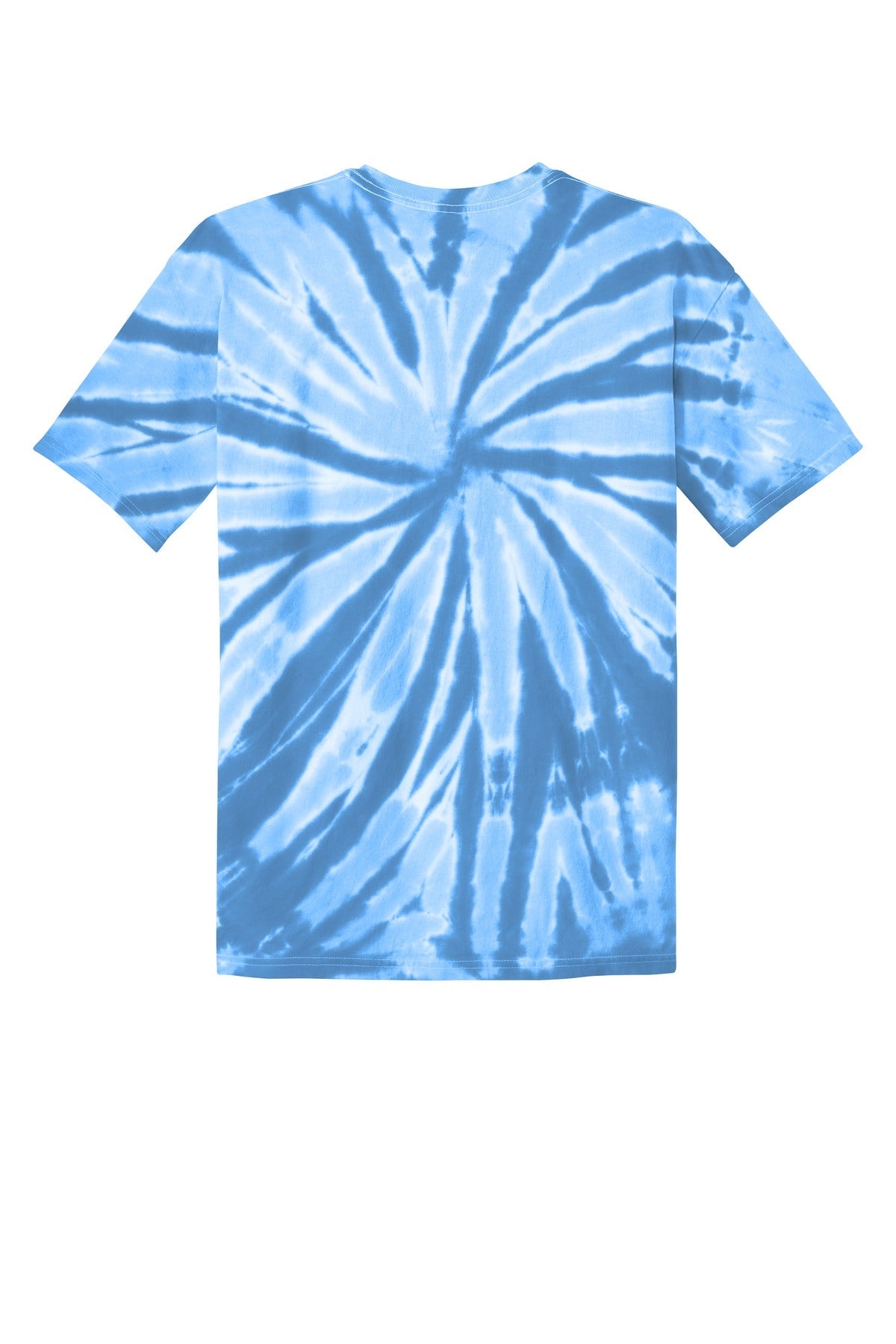 Rear View of Light Blue Port & Co Tie-Dye Tee. PC147