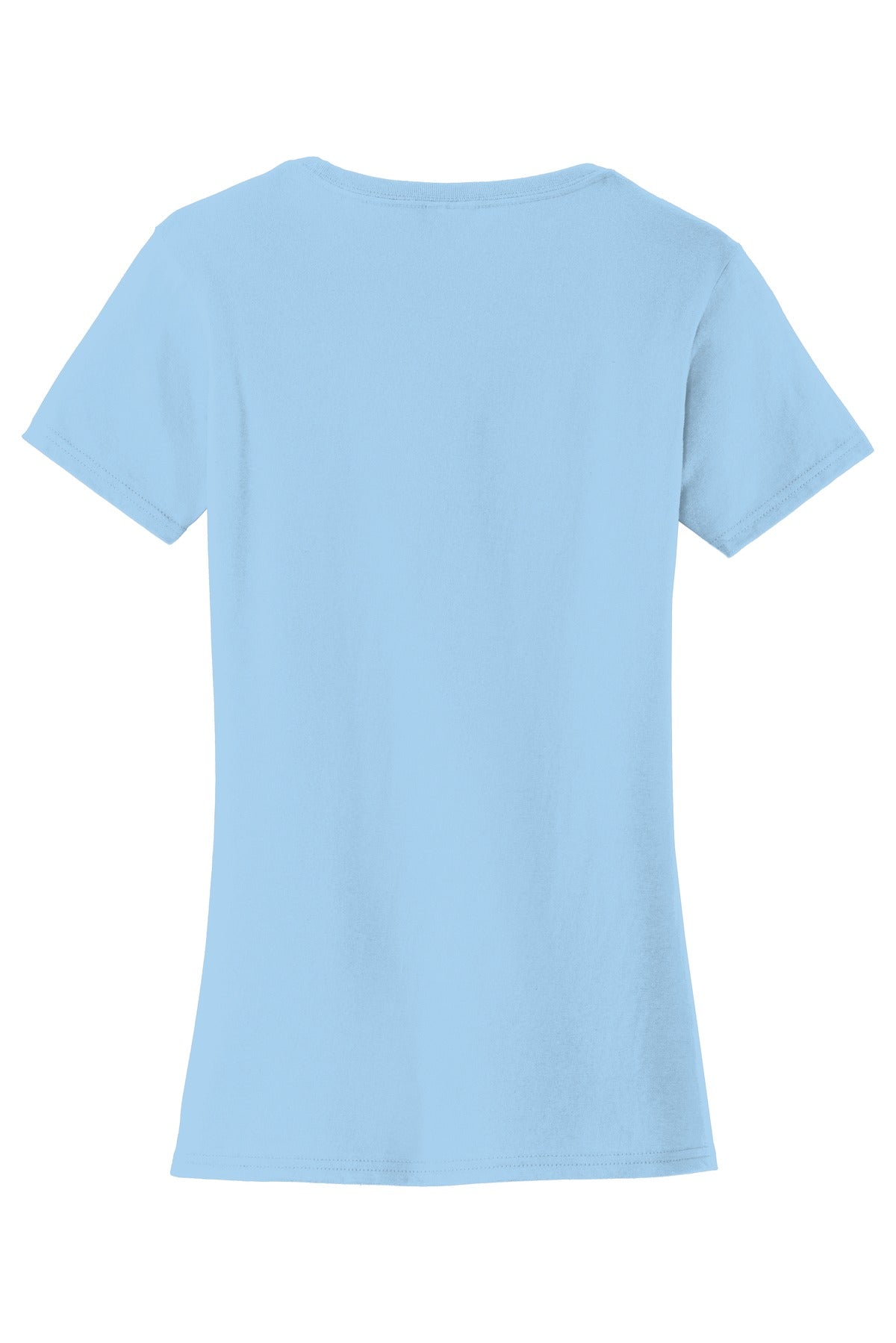 Rear View of Light Blue Port & Co Women's Fan Favorite Tee. LPC450
