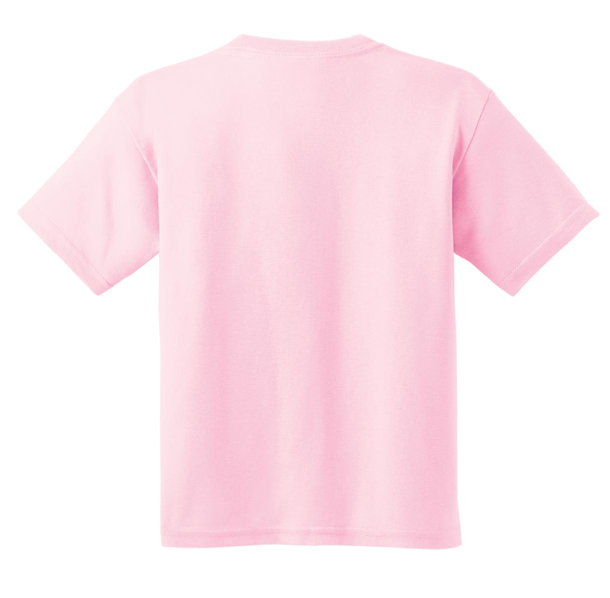 Rear View of Light Pink Gildan - Youth Heavy Cotton 100% Cotton T-Shirt. 5000B