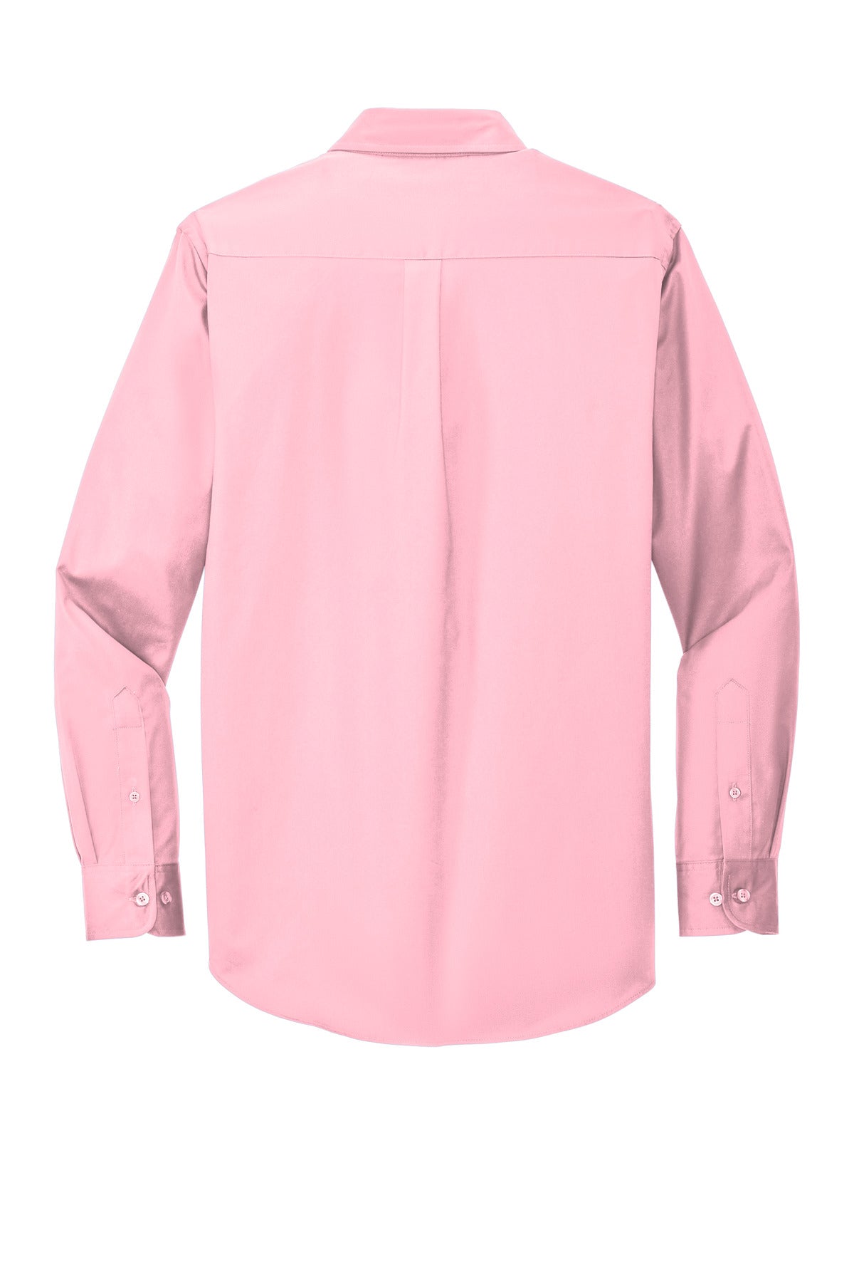 Rear View of Light Pink Port Authority Long Sleeve Easy Care Shirt S608