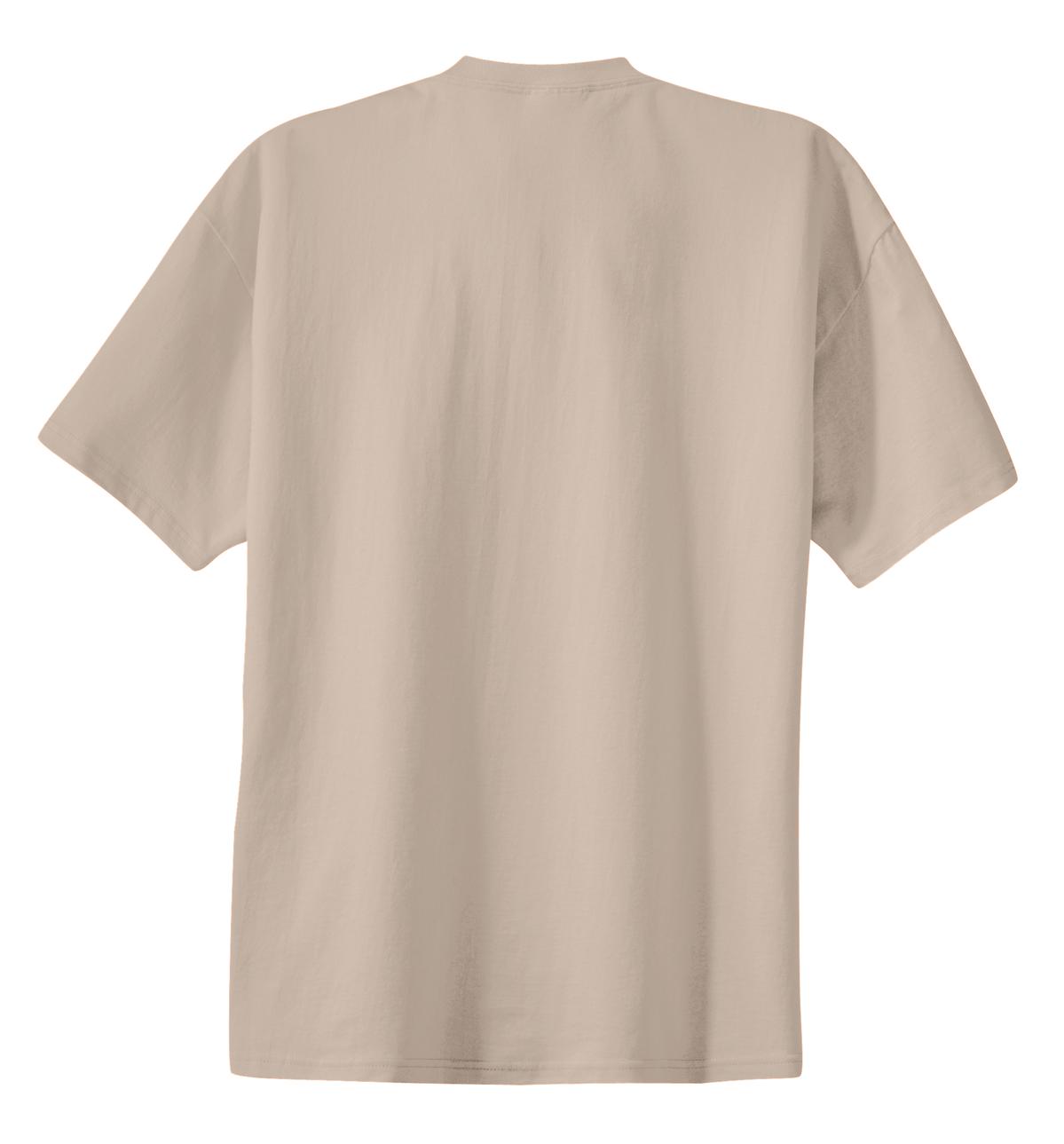 Rear View of Light Sand Port & Co Essential Tee. PC61