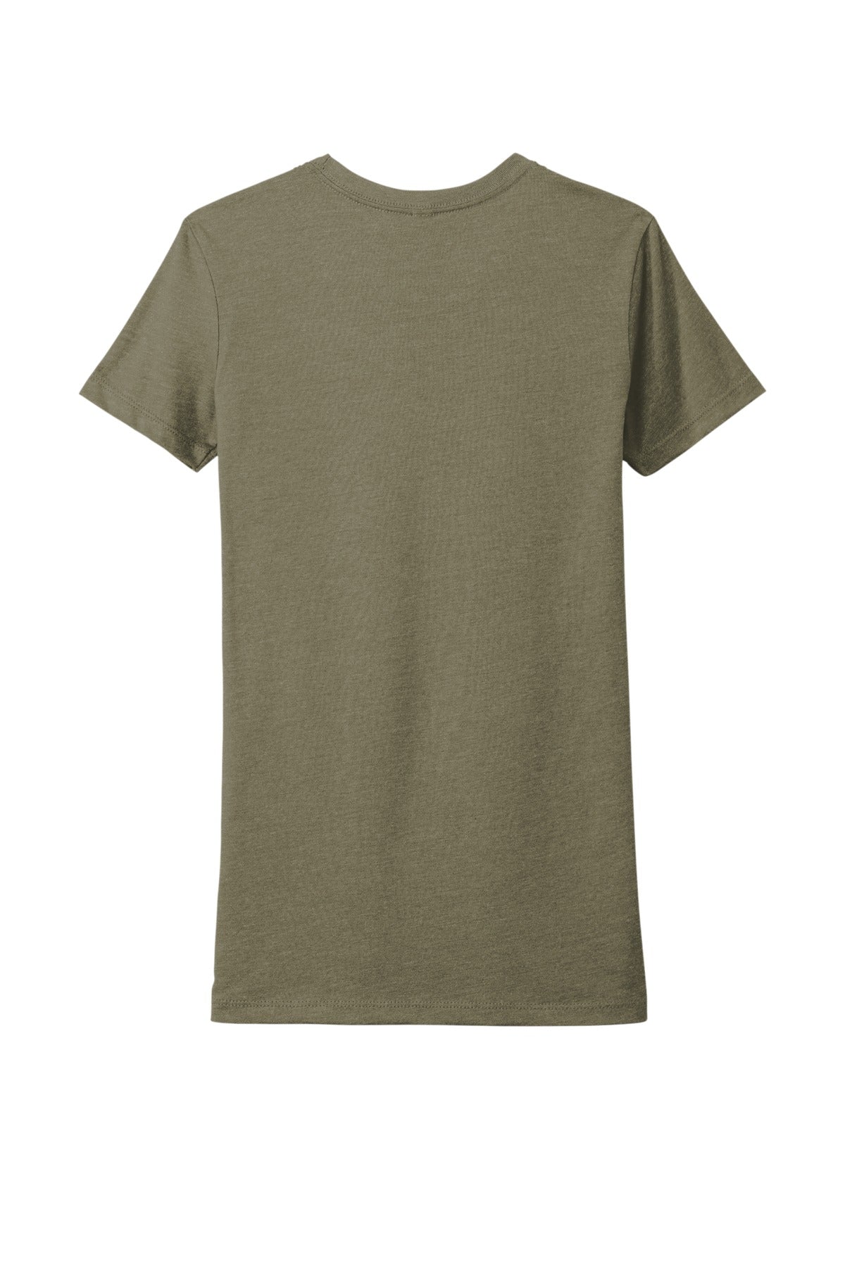 Rear View of LightOlive Next Level Apparel Women's CVC Tee. NL6610