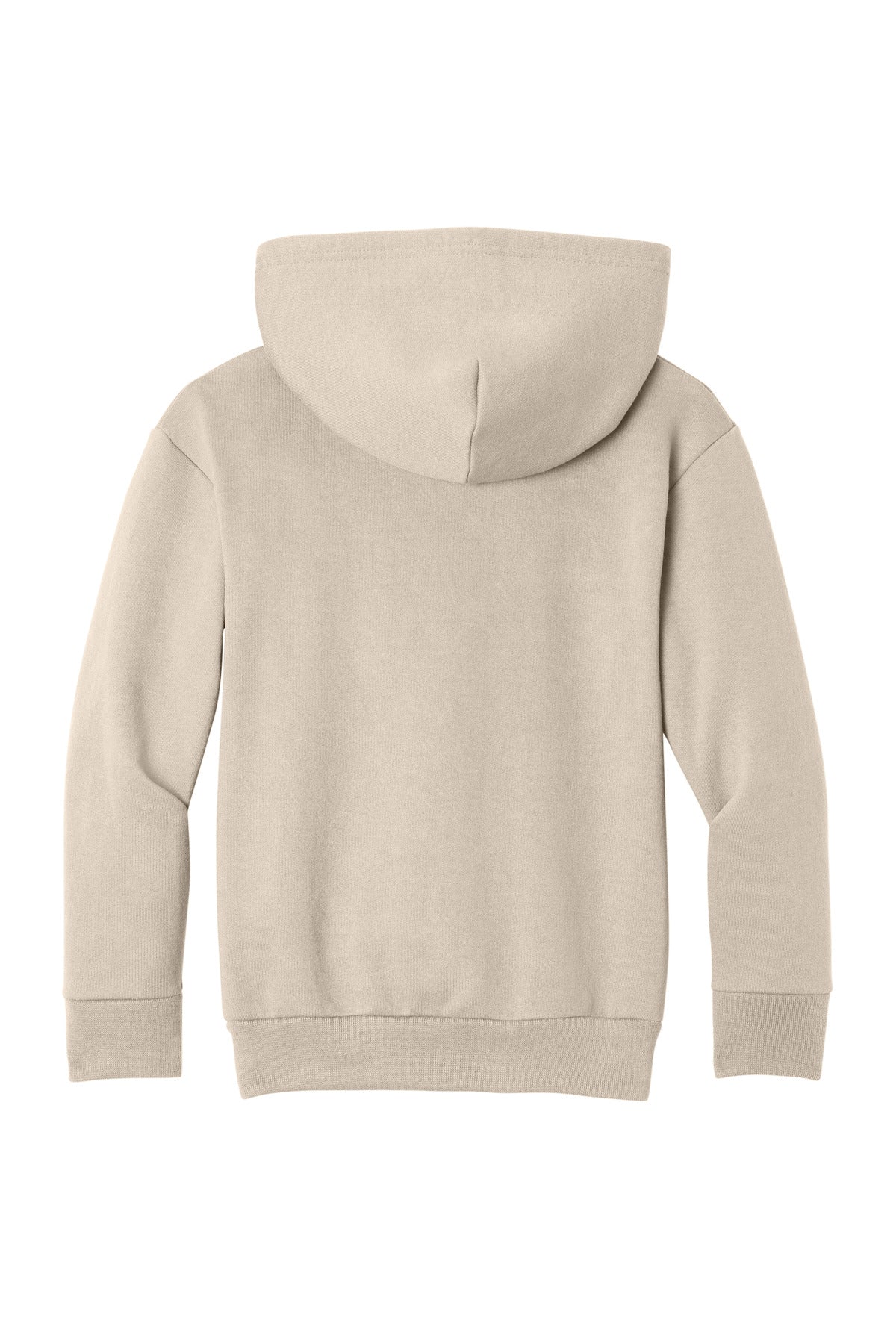 Rear View of LightSand Port & Co Youth Easy Fleece Pullover Hooded Sweatshirt PC68YH