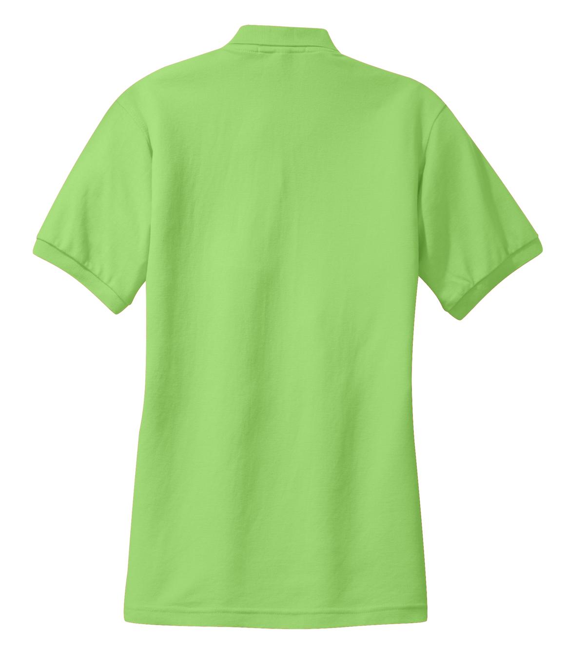 Rear View of Lime Port Authority Women's Silk Touch Polo. L500