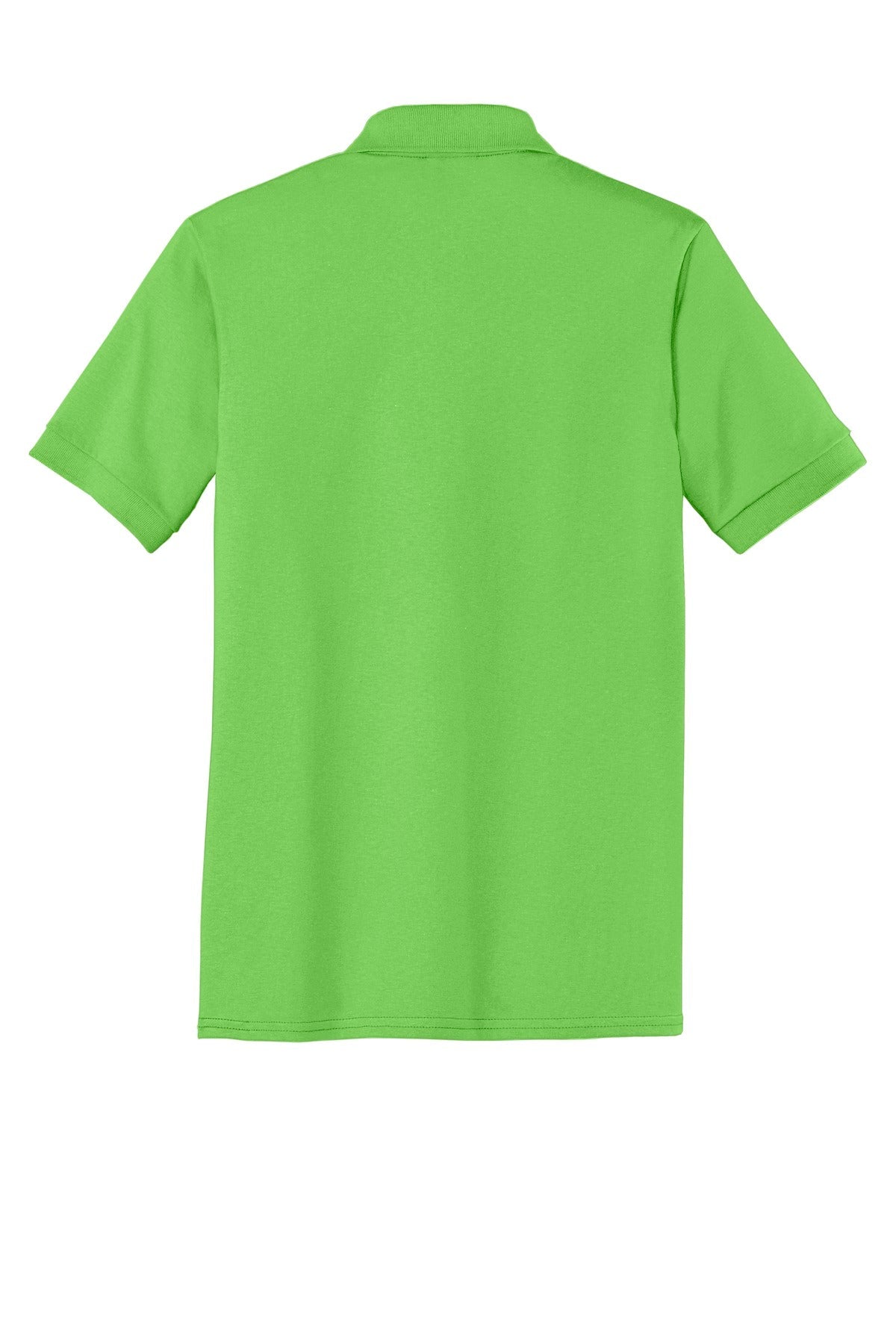 Rear View of Lime Port & Co Core Blend Jersey Knit Polo. KP55