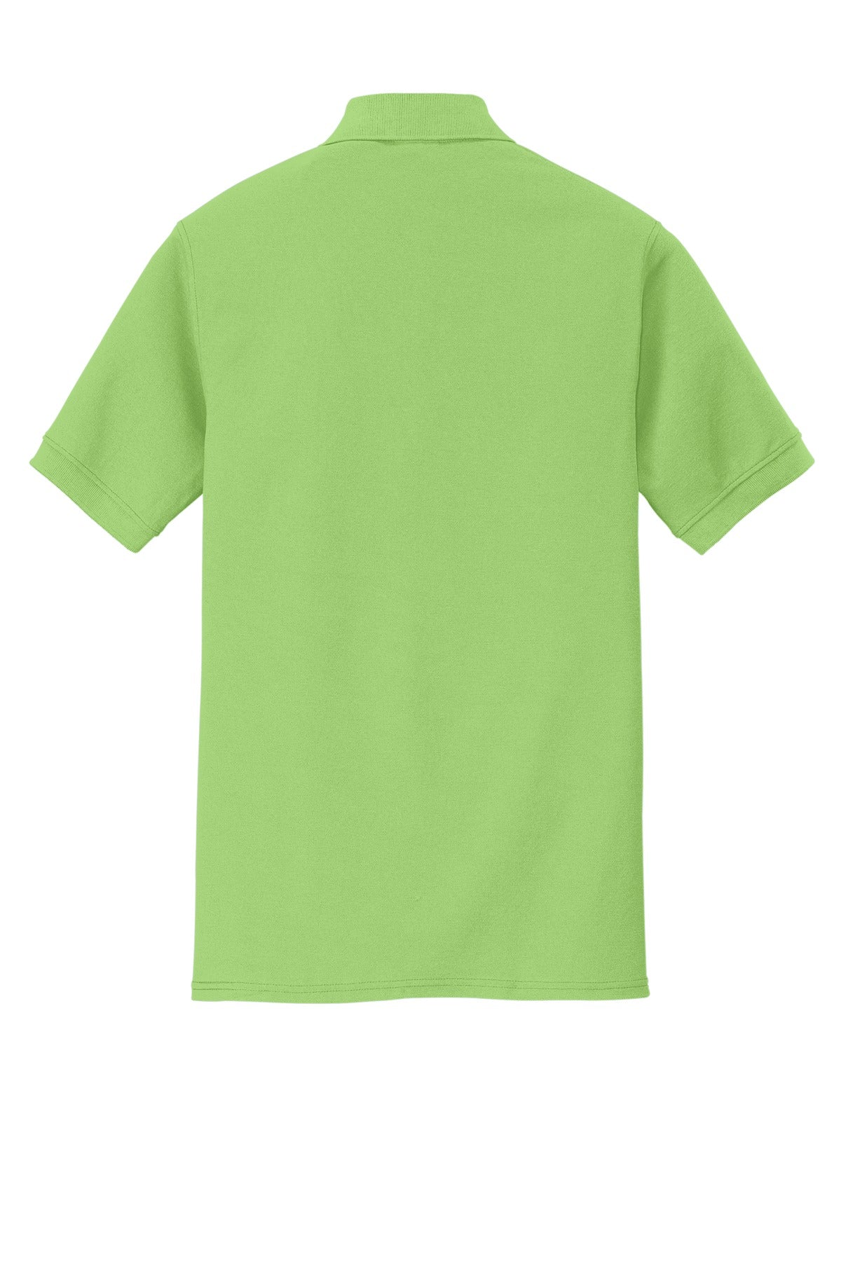 Rear View of Lime Port & Co Core Blend Pique Polo. KP155