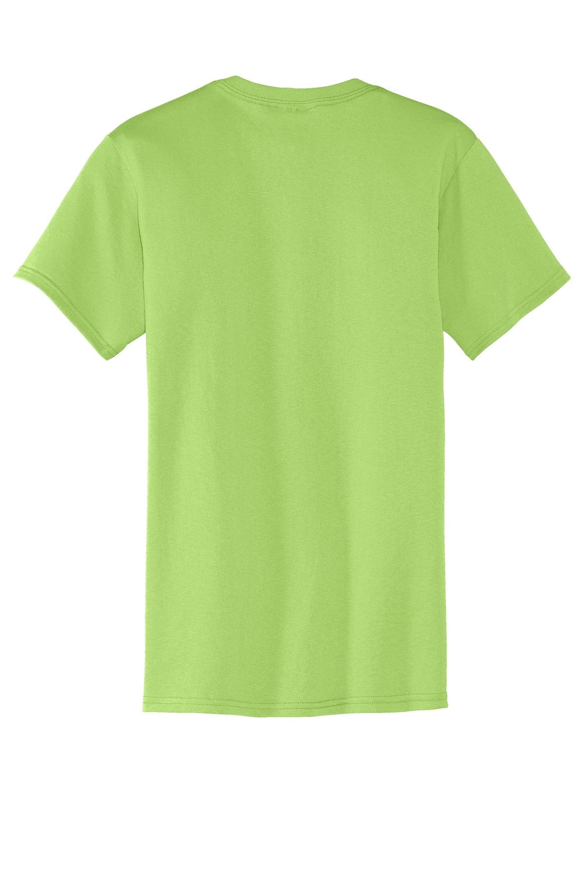 Rear View of Lime Port & Co Core Blend Pocket Tee. PC55P
