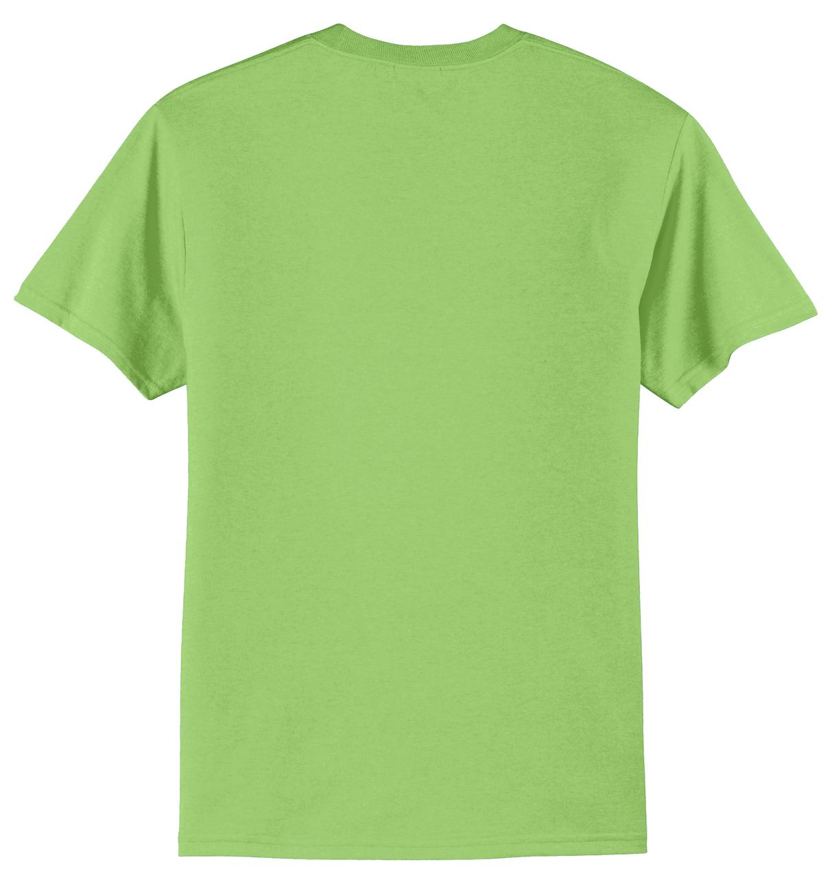 Rear View of Lime Port & Co Core Blend Tee. PC55
