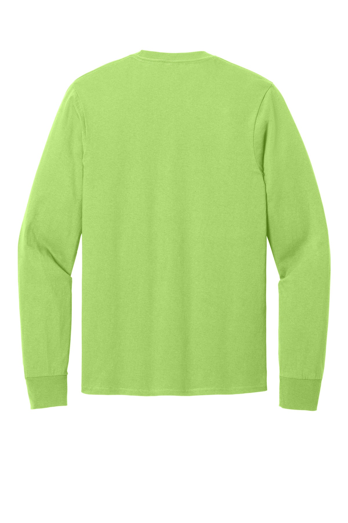 Rear View of Lime Port & Co Long Sleeve Core Cotton Tee. PC54LS