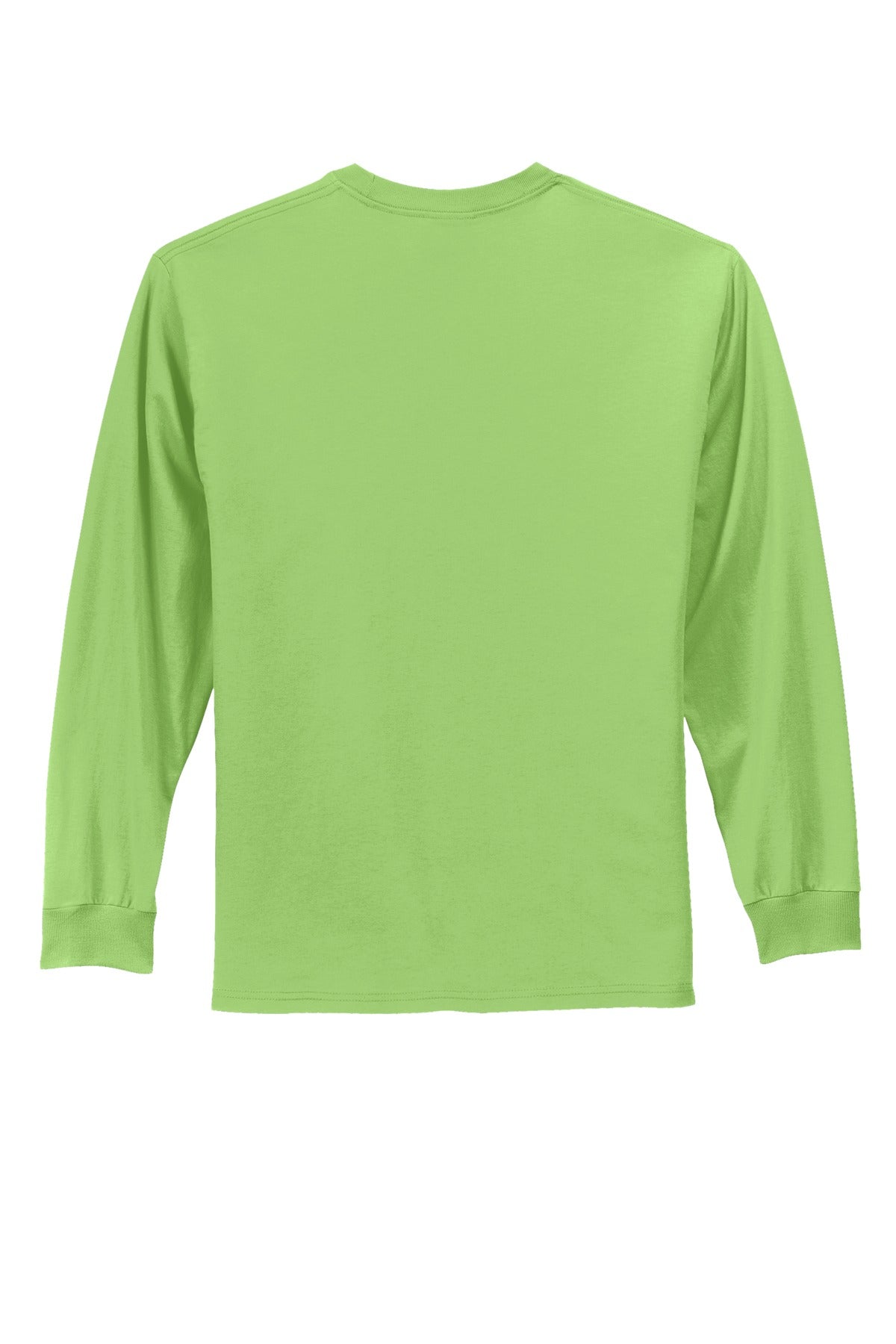 Rear View of Lime Port & Co Long Sleeve Essential Tee. PC61LS