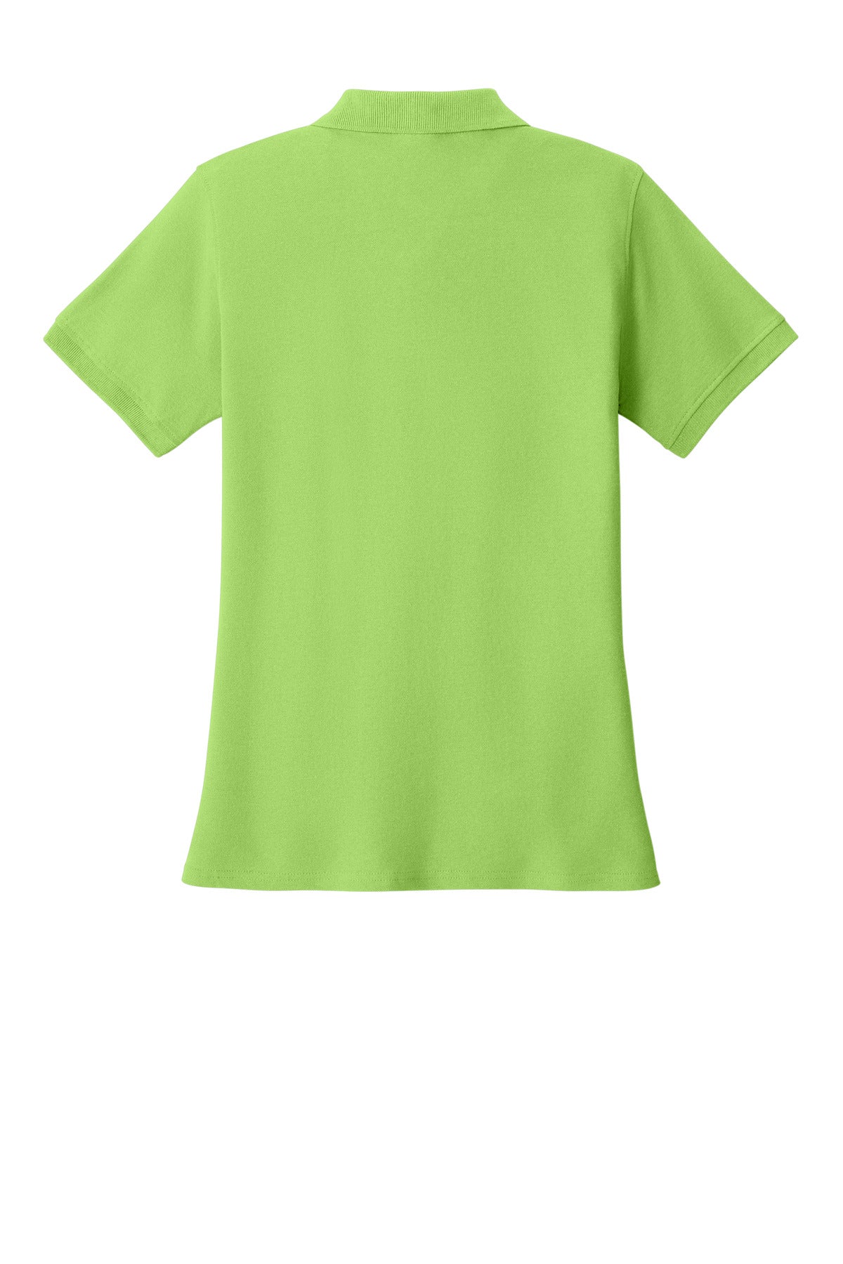Rear View of Lime Port & Co Women's Core Blend Pique Polo. LKP155