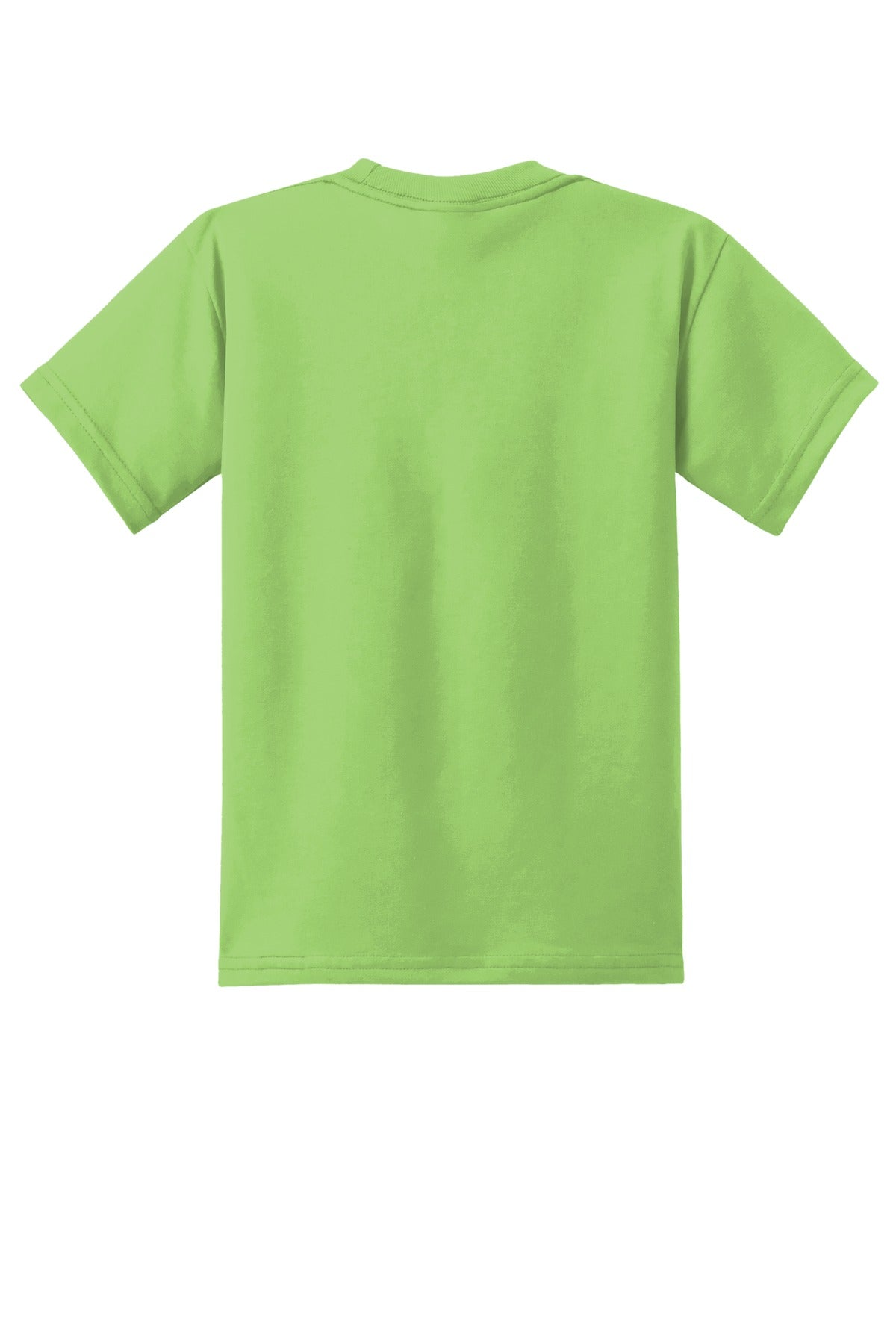 Rear View of Lime Port & Co Youth Core Blend Tee. PC55Y