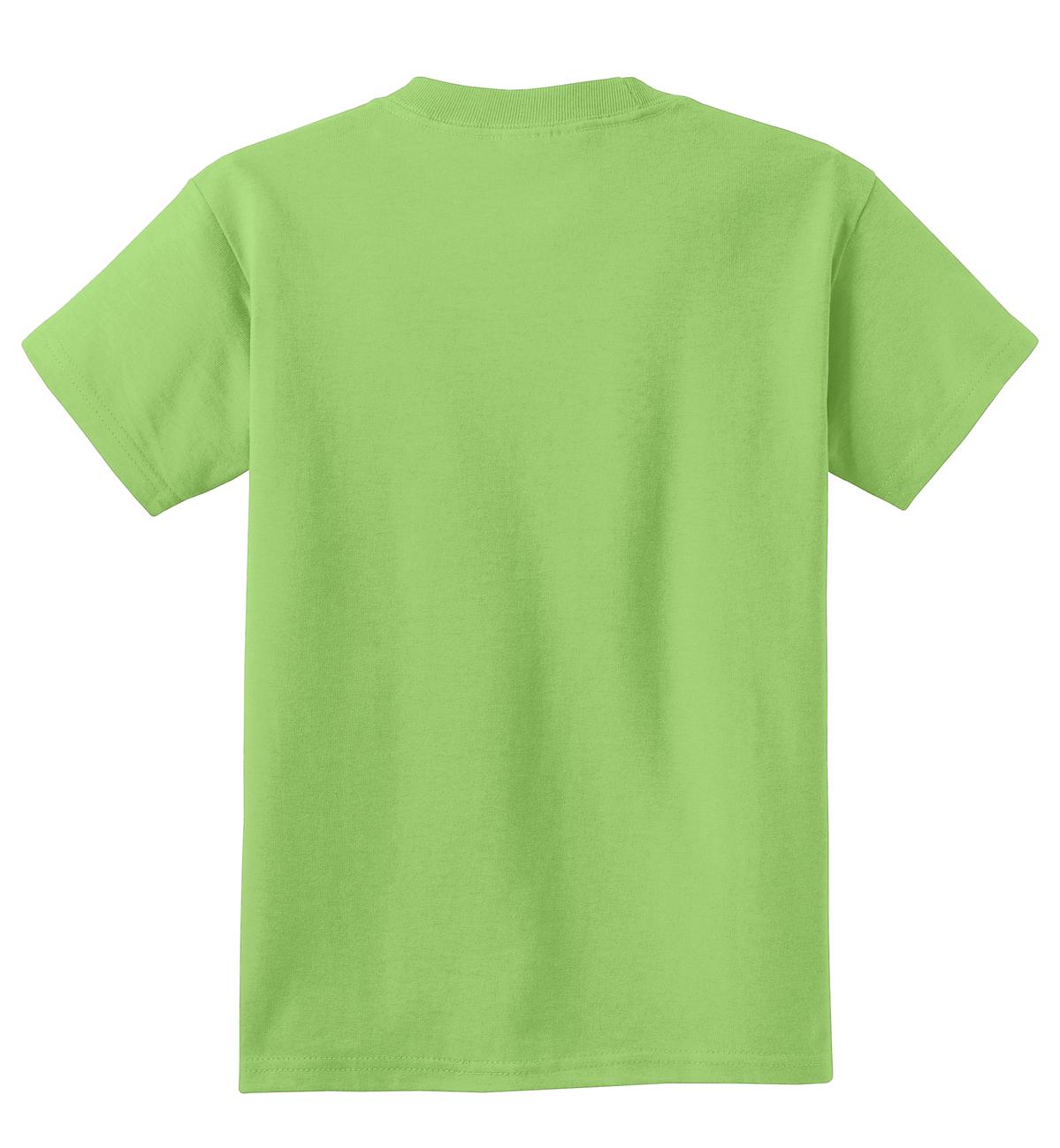 Rear View of Lime Port & Co Youth Core Cotton Tee. PC54Y