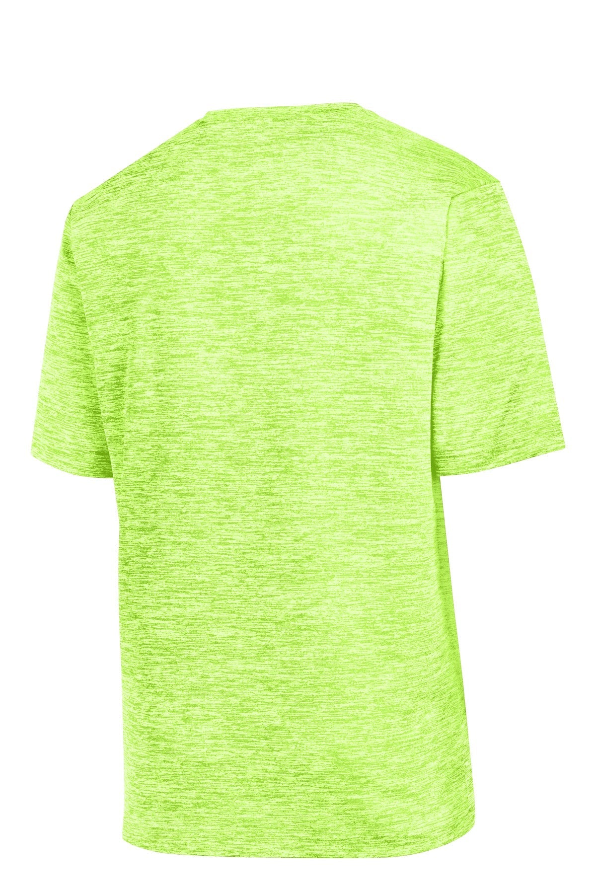 Rear View of Lime Shock Ele Sport-Tek PosiCharge Electric Heather Tee. ST390