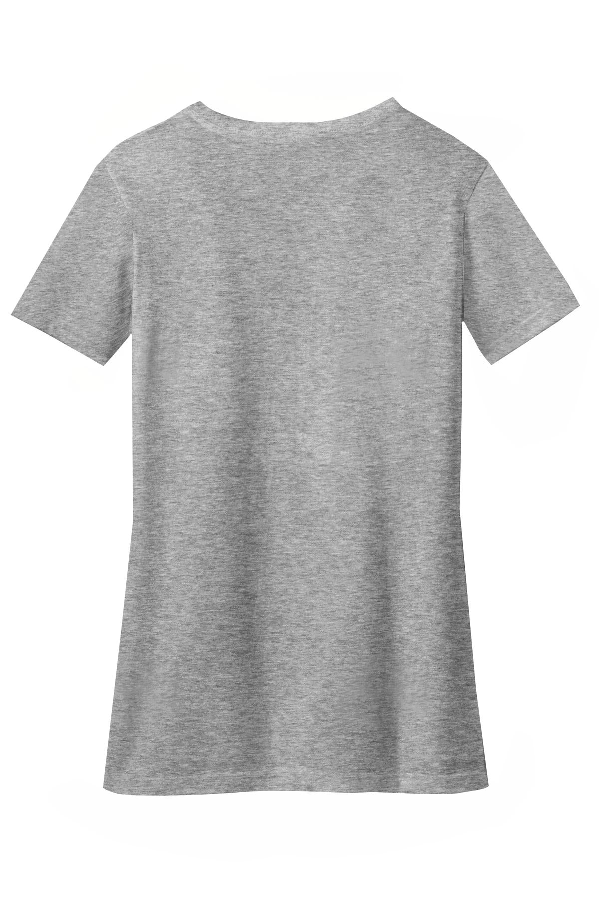 Rear View of Lt Hthr Grey District Women's Perfect Blend CVC V-Neck Tee. DM1190L