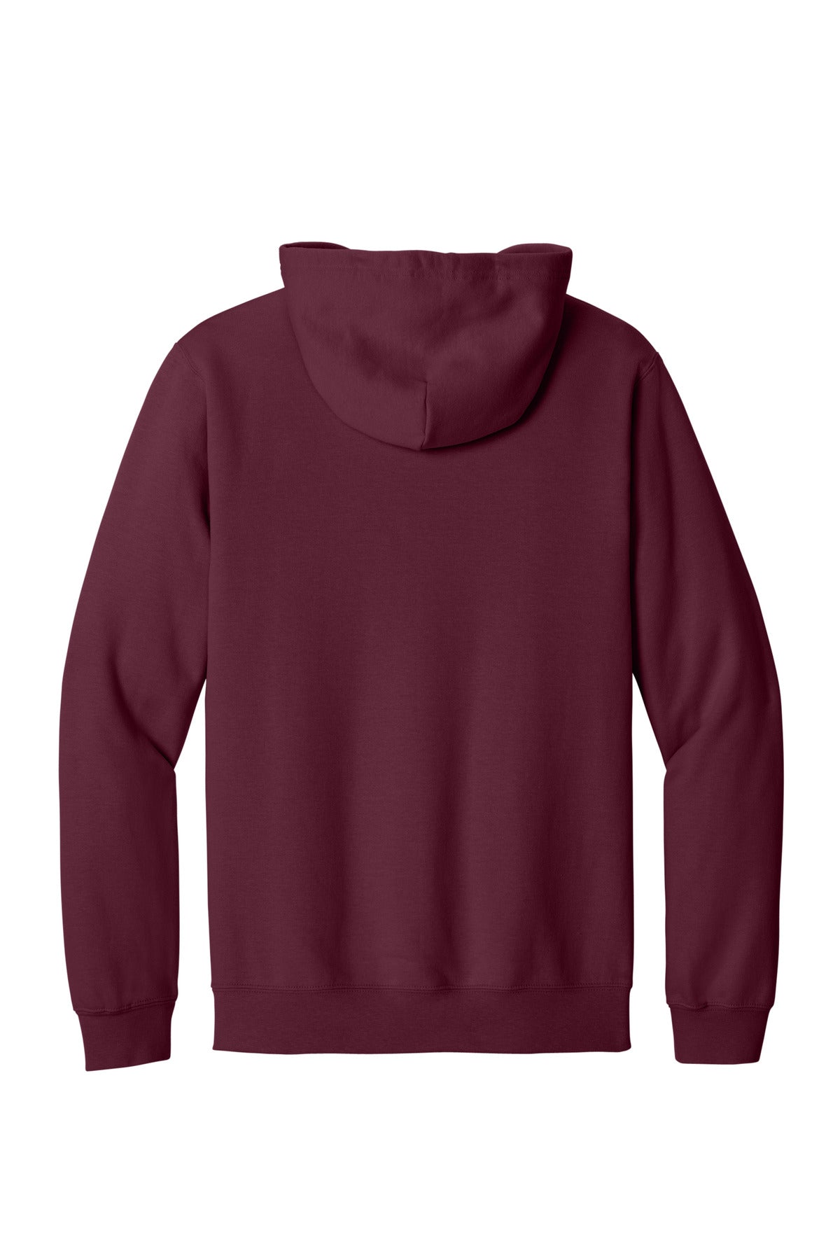 Rear View of Maroon Gildan Softstyle Midweight Fleece Full-Zip Hooded Sweatshirt SF600