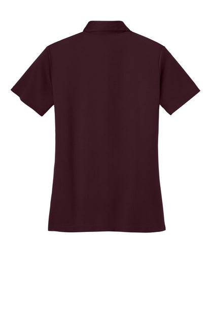 Rear View of Maroon Port Authority Women's Silk Touch Performance Polo. L540