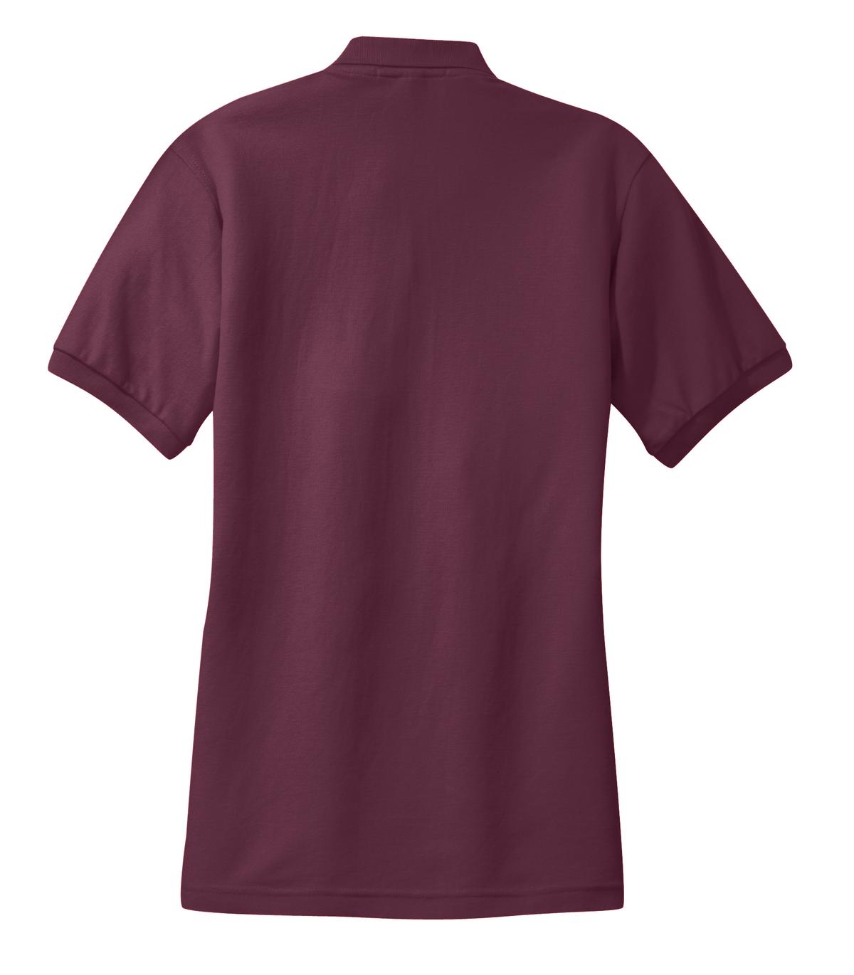 Rear View of Maroon Port Authority Women's Silk Touch Polo. L500