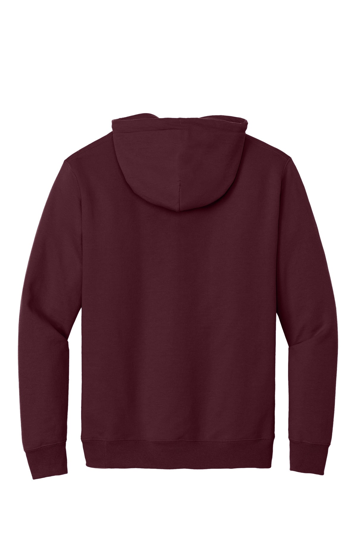 Rear View of Maroon Port & Co Essential Fleece Pullover Hooded Sweatshirt. PC90H