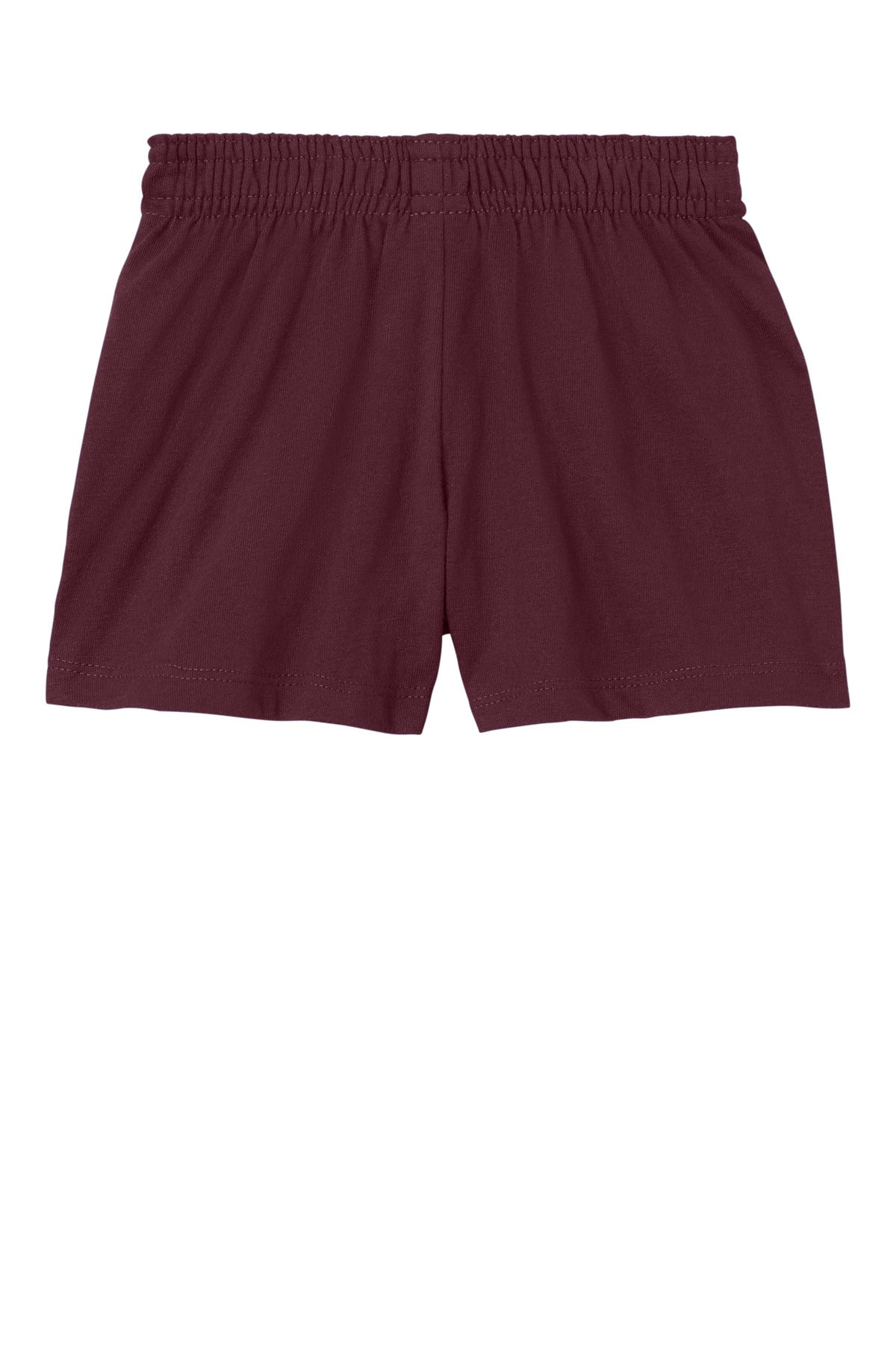 Rear View of Maroon Sport-Tek Girls Jersey Knit Squad Short YGST311