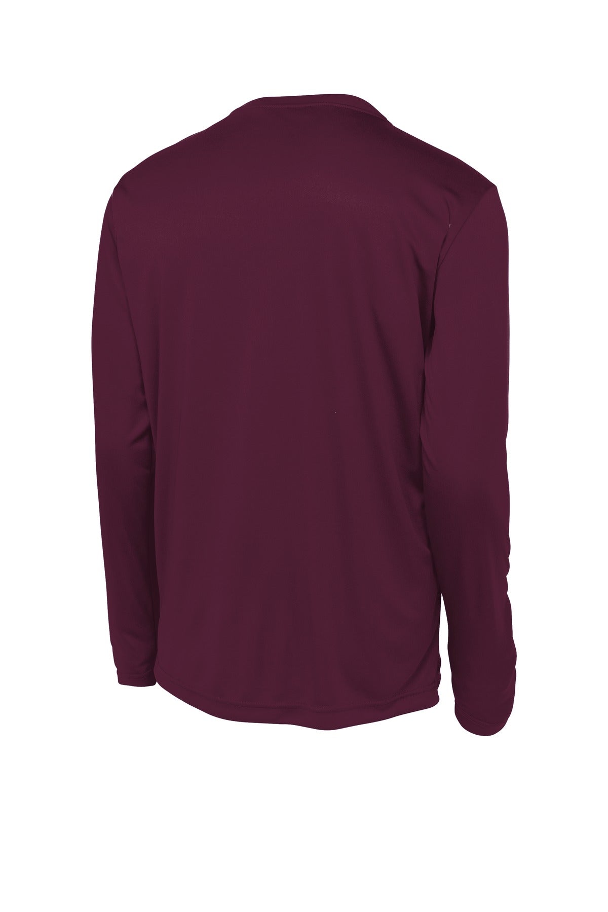 Rear View of Maroon Sport-Tek Long Sleeve PosiCharge Competitor Tee. ST350LS