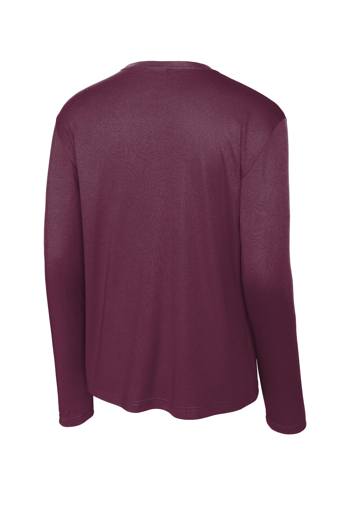 Rear View of Maroon Sport-Tek Long Sleeve PosiCharge Competitor Tee. ST350LS