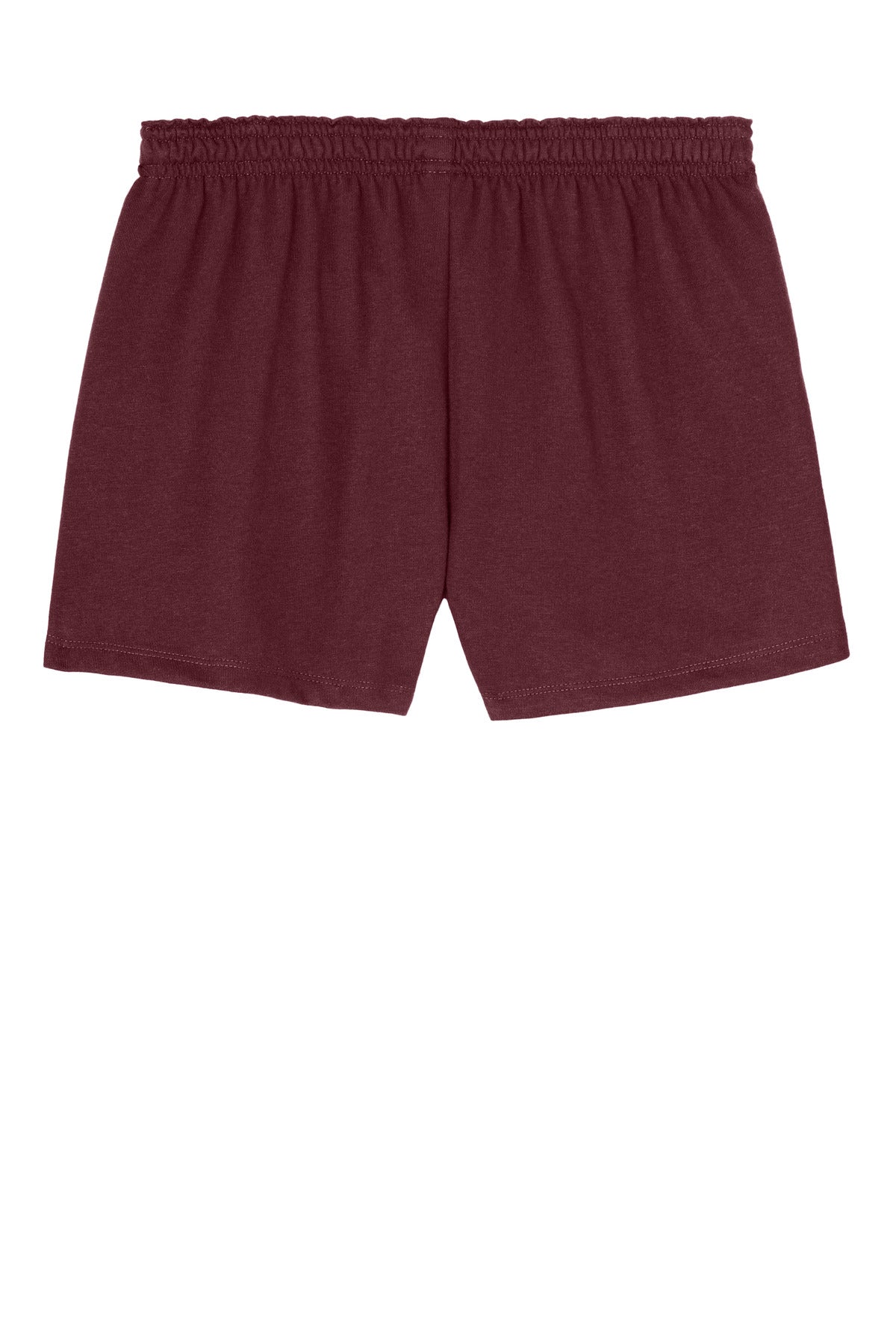 Rear View of Maroon Sport-Tek Women's Jersey Knit Squad Short LST311