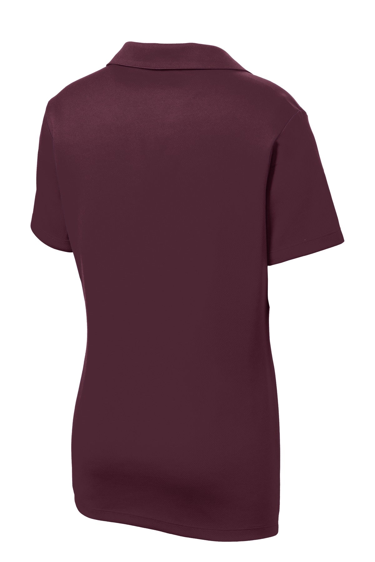 Rear View of Maroon Sport-Tek Women's PosiCharge RacerMesh Polo. LST640