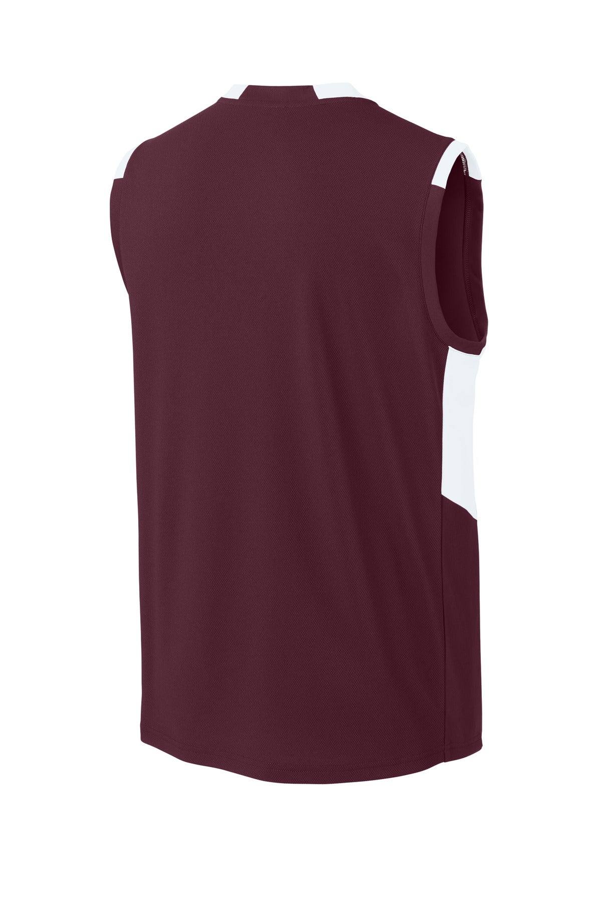 Rear View of Mar/White Sport-Tek Club Sleeveless V-Neck ST441