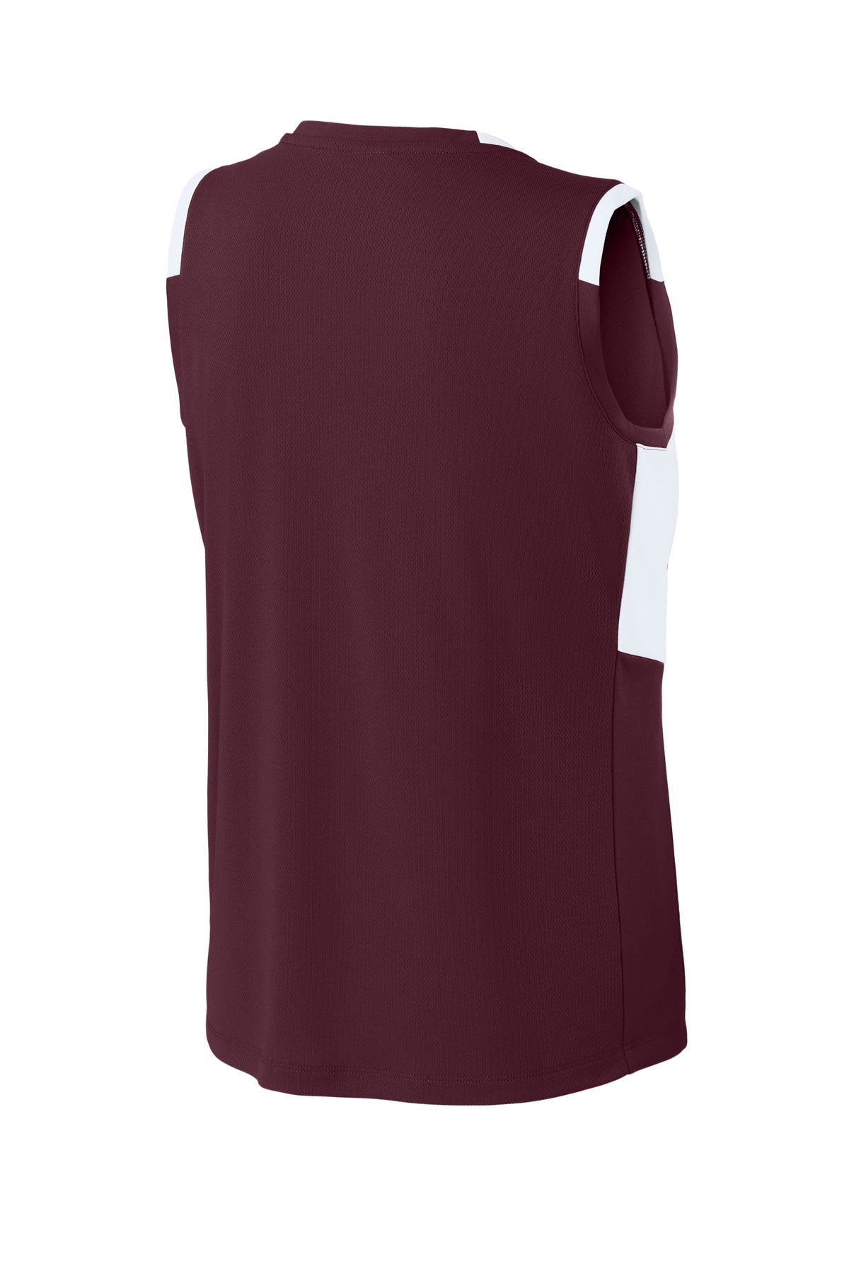 Rear View of Mar/White Sport-Tek Women's Club Sleeveless V-Neck LST441