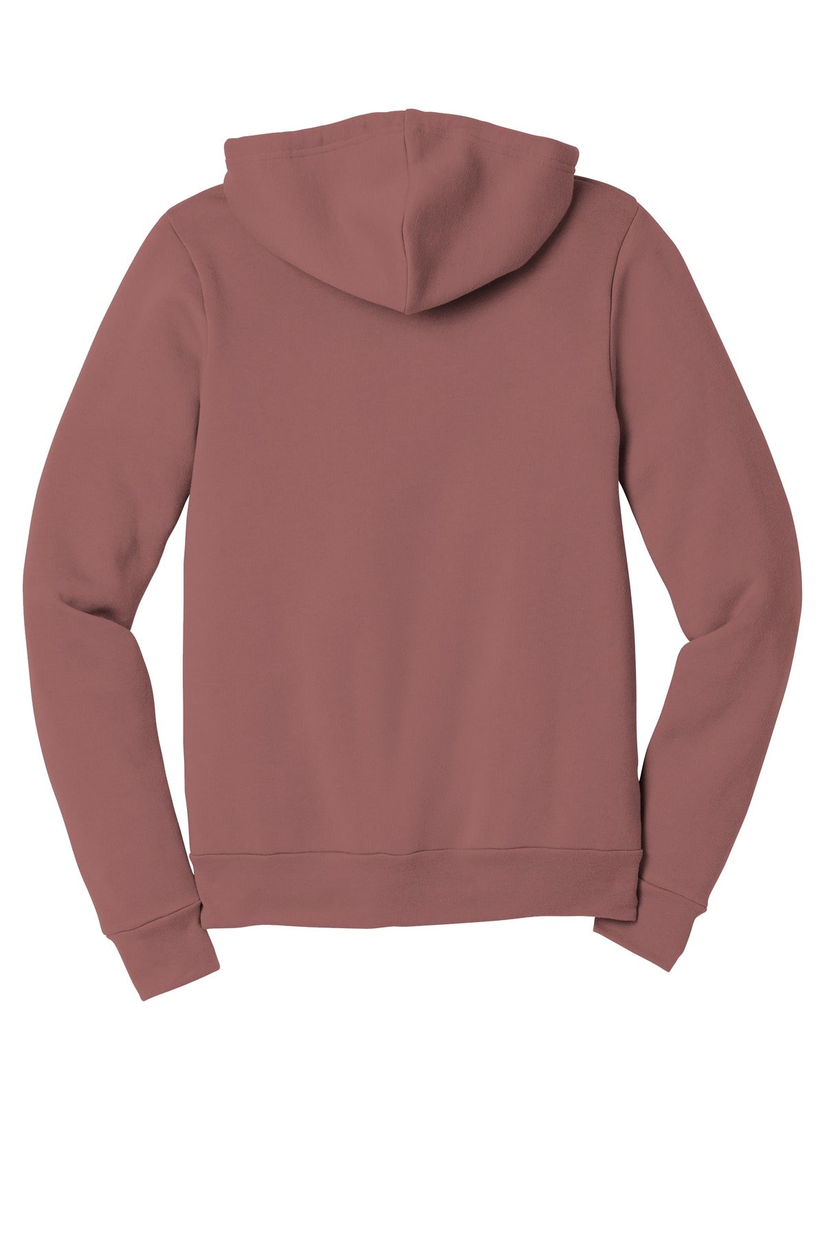 Rear View of Mauve BELLA+CANVAS Unisex Sponge Fleece Full-Zip Hoodie. BC3739