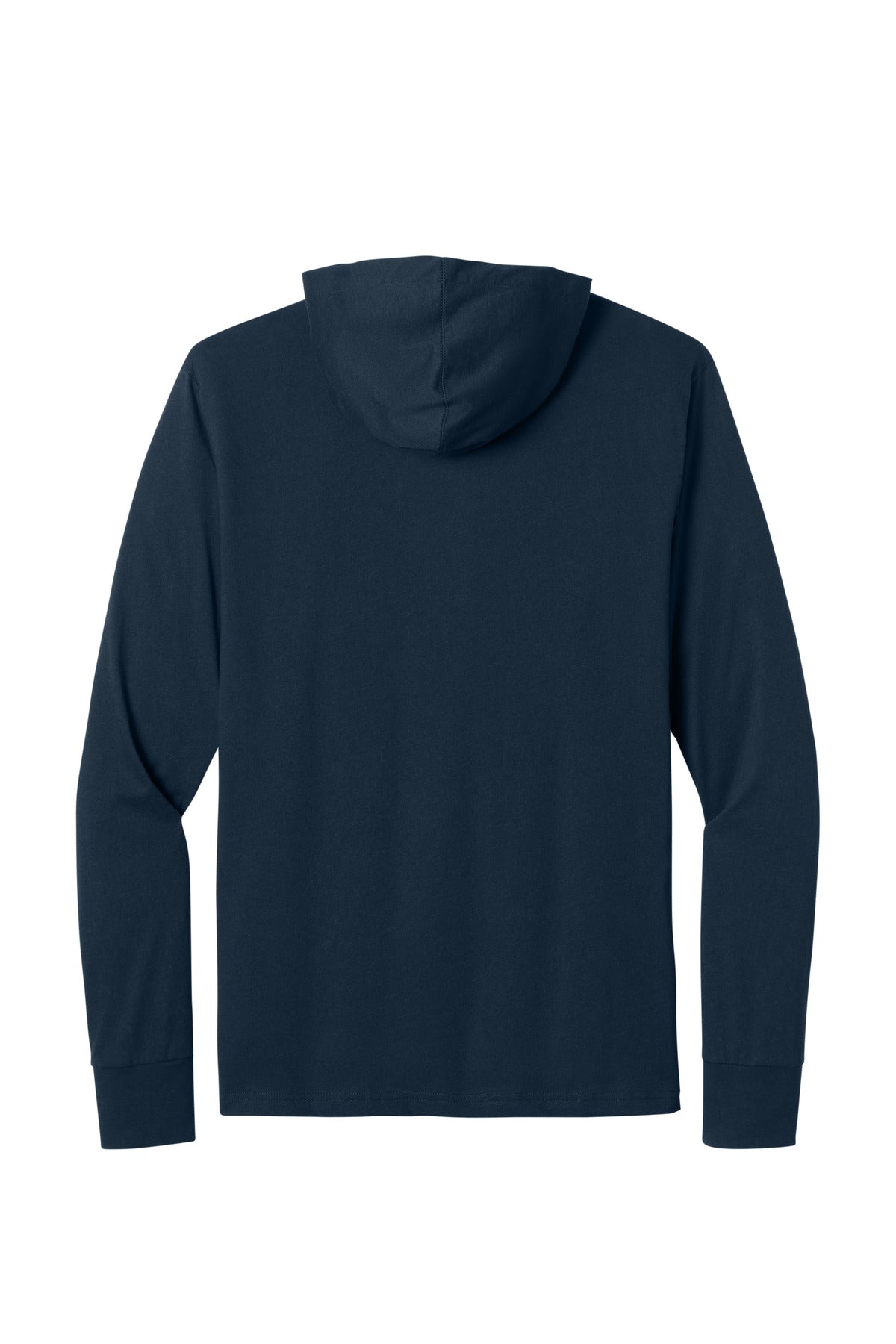 Rear View of MdntNavy Next Level Apparel CVC Long Sleeve Hoodie NL6221