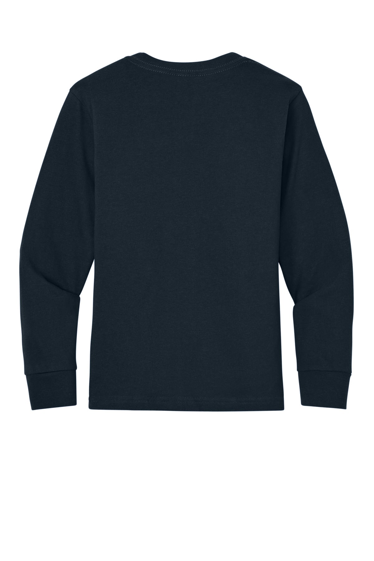 Rear View of MdntNavy Next Level Apparel Youth Cotton Long Sleeve Tee NL3311