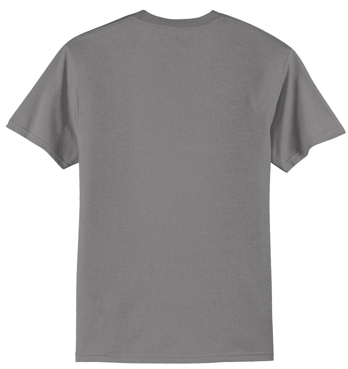 Rear View of Medium Grey Port & Co Tall Core Blend Tee. PC55T
