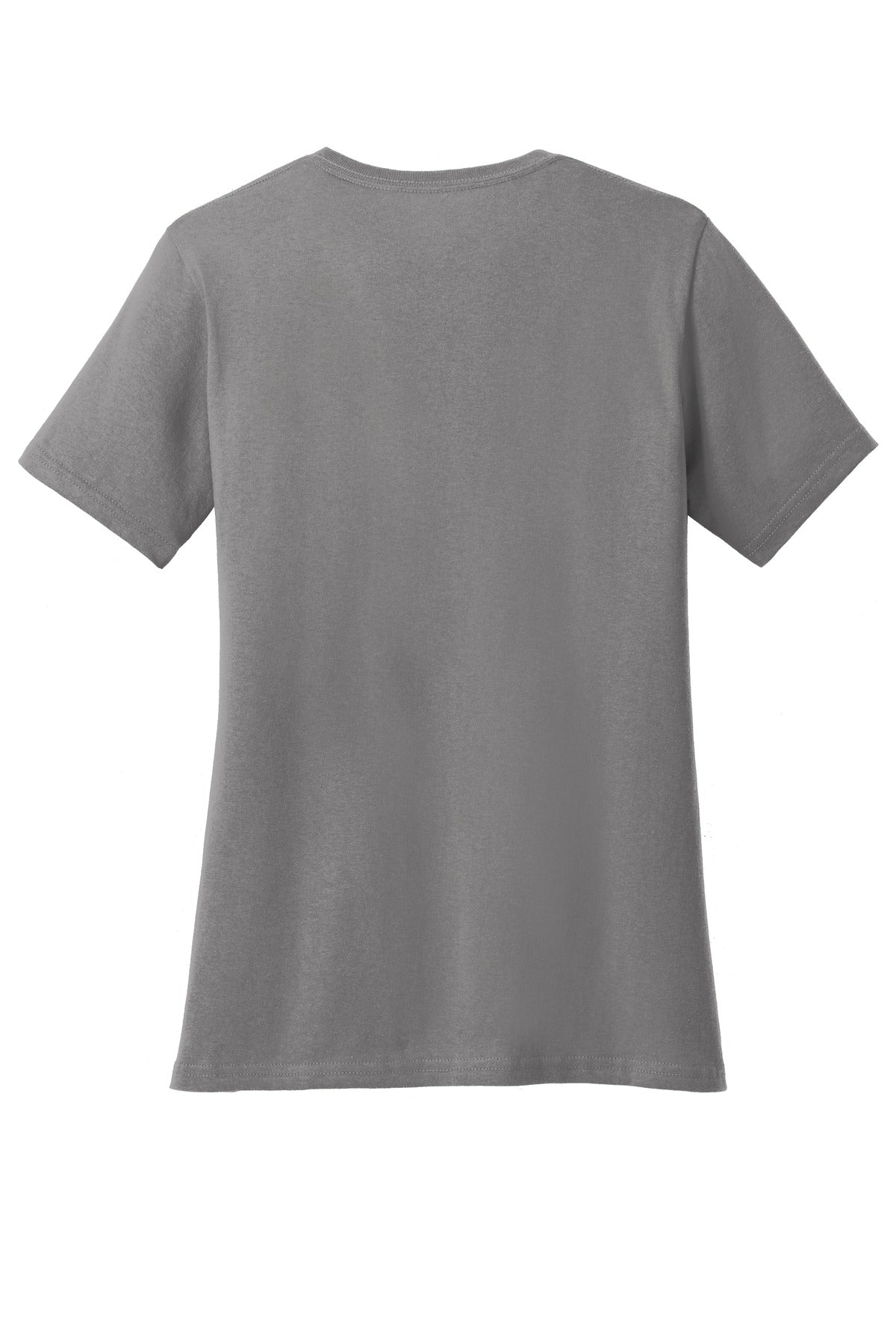 Rear View of Medium Grey Port & Co Women's Core Cotton V-Neck Tee. LPC54V
