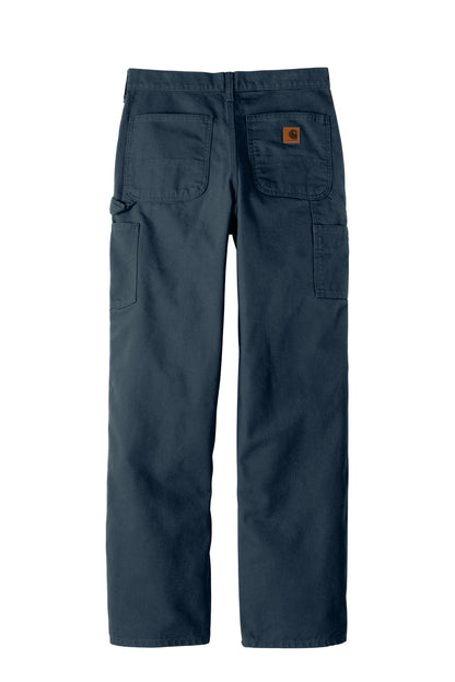 Rear View of Midnight Carhartt Washed-Duck Work Dungaree. CTB11
