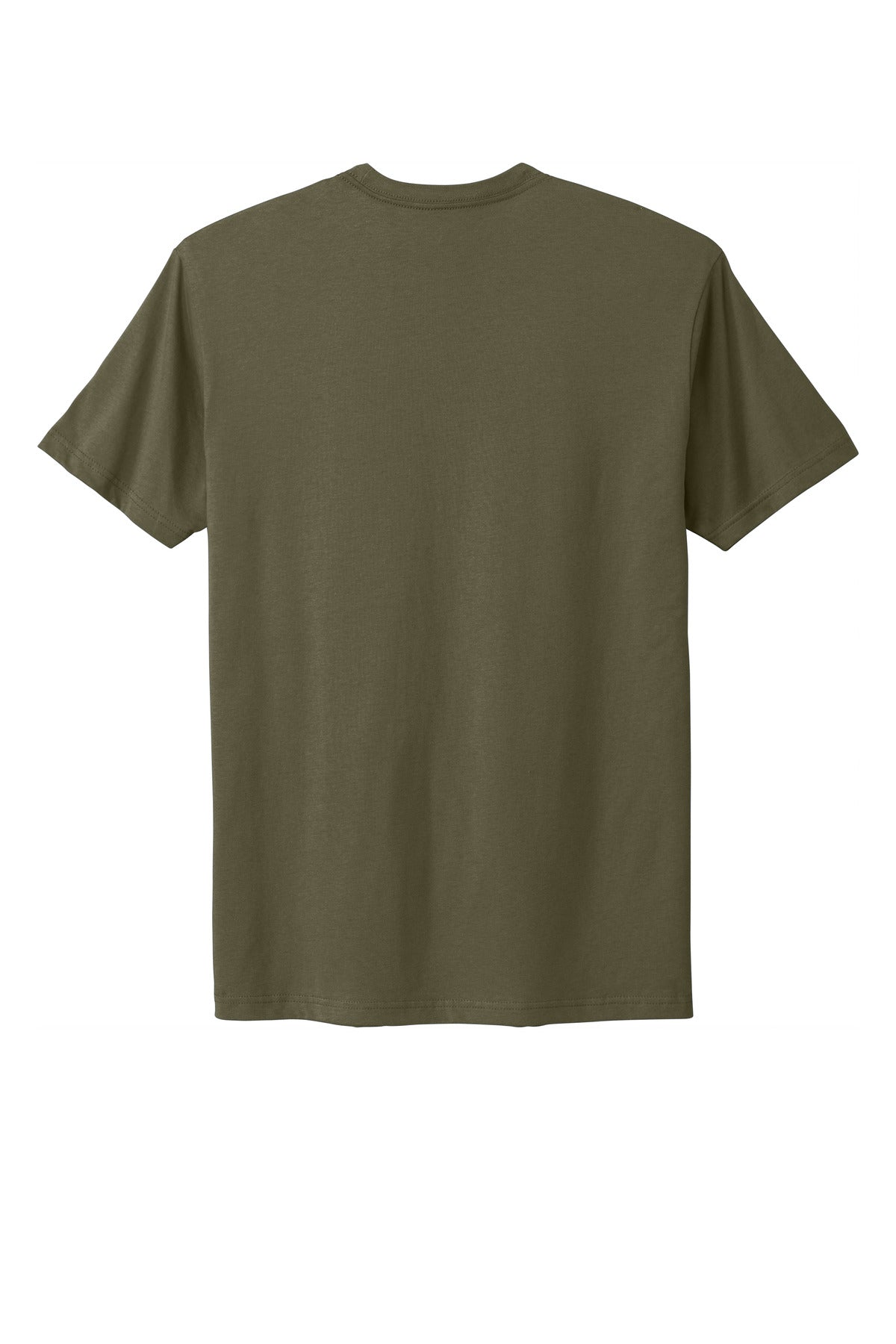 Rear View of MilGreen Next Level Apparel Adult Cotton Tee. NL3600