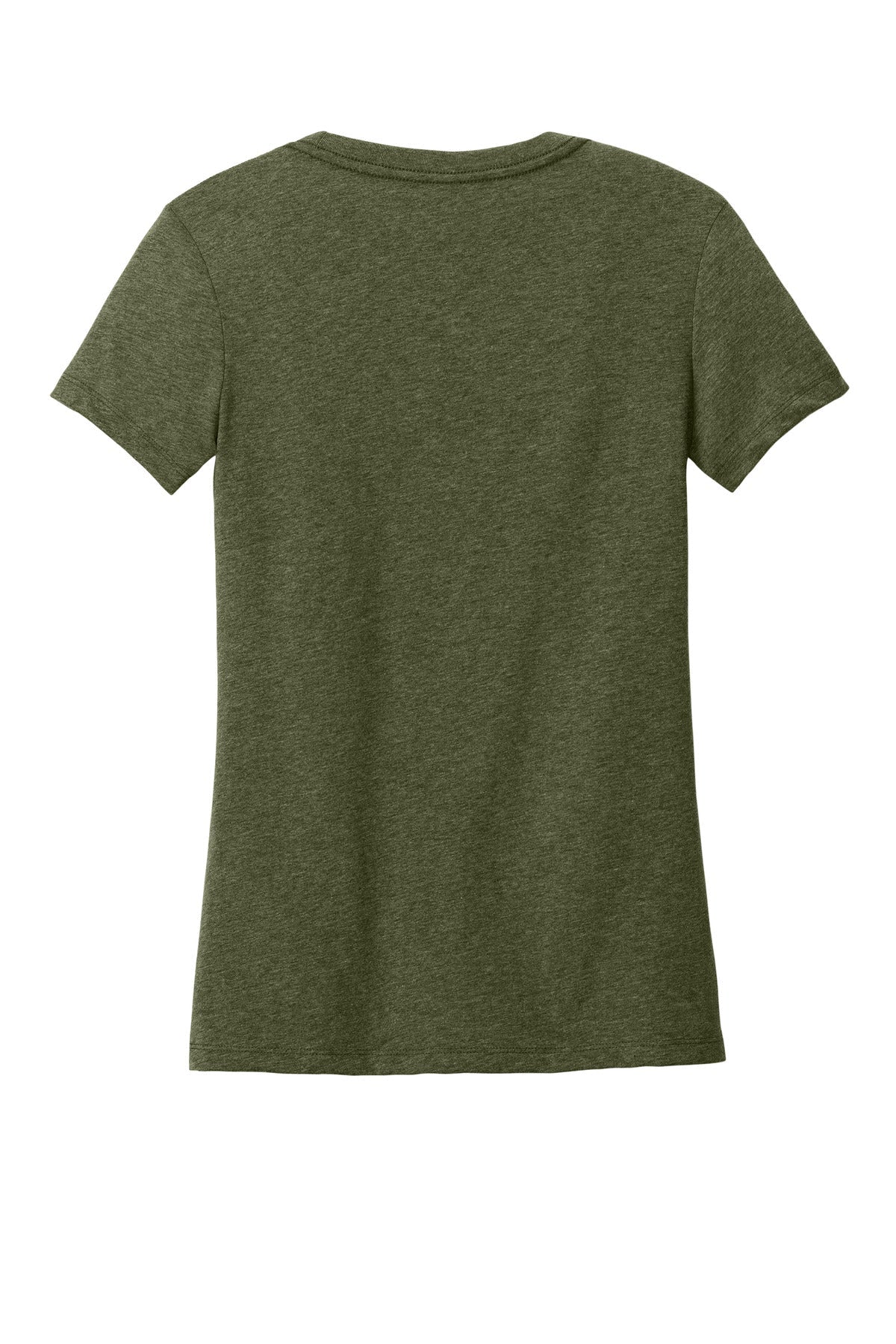 Rear View of MilGrnHtr District Women's Perfect Weight CVC Tee DT188