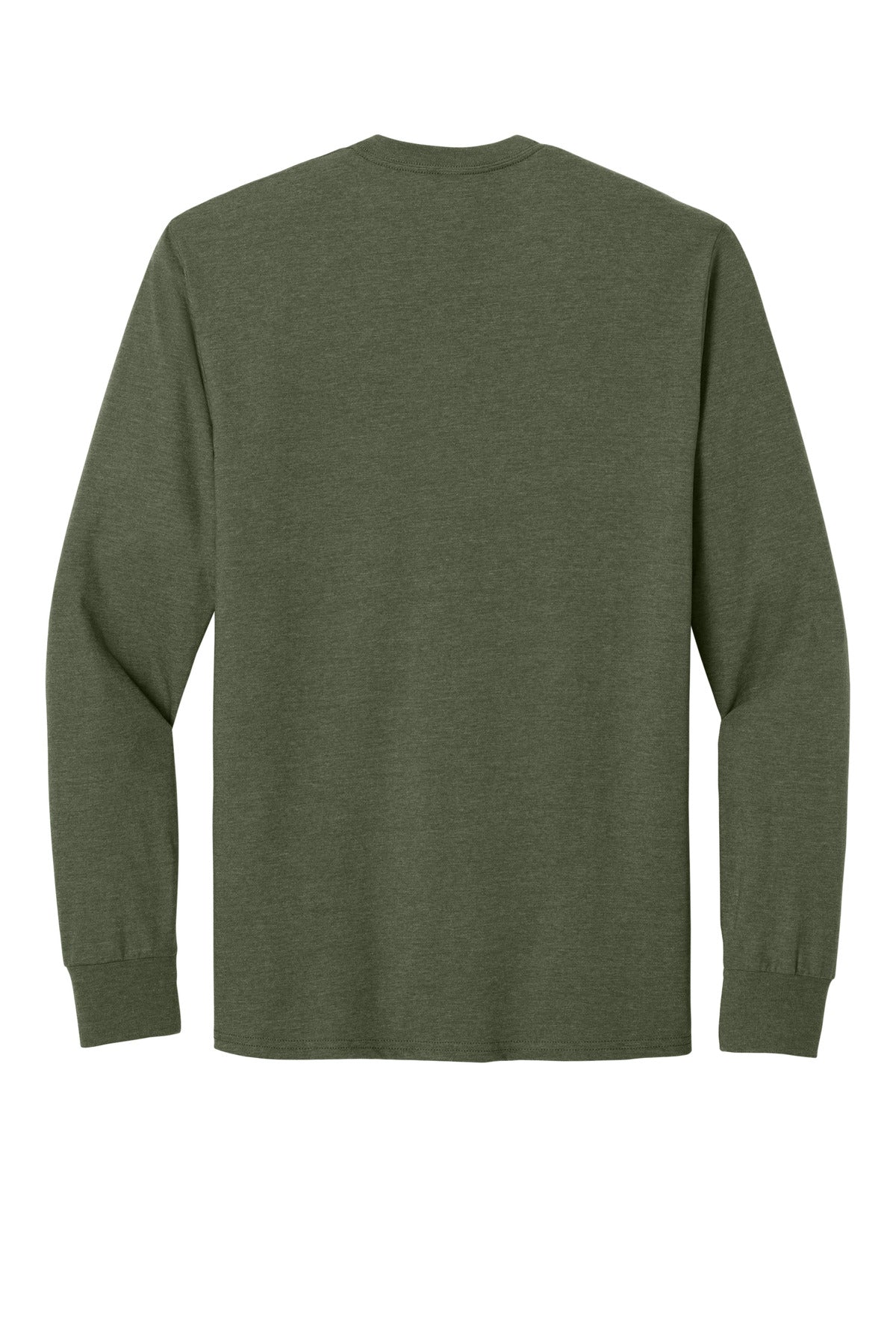 Rear View of MilGrnHtr Jerzees Ultimate Unisex Ring Spun Long Sleeve T-Shirt IC46L